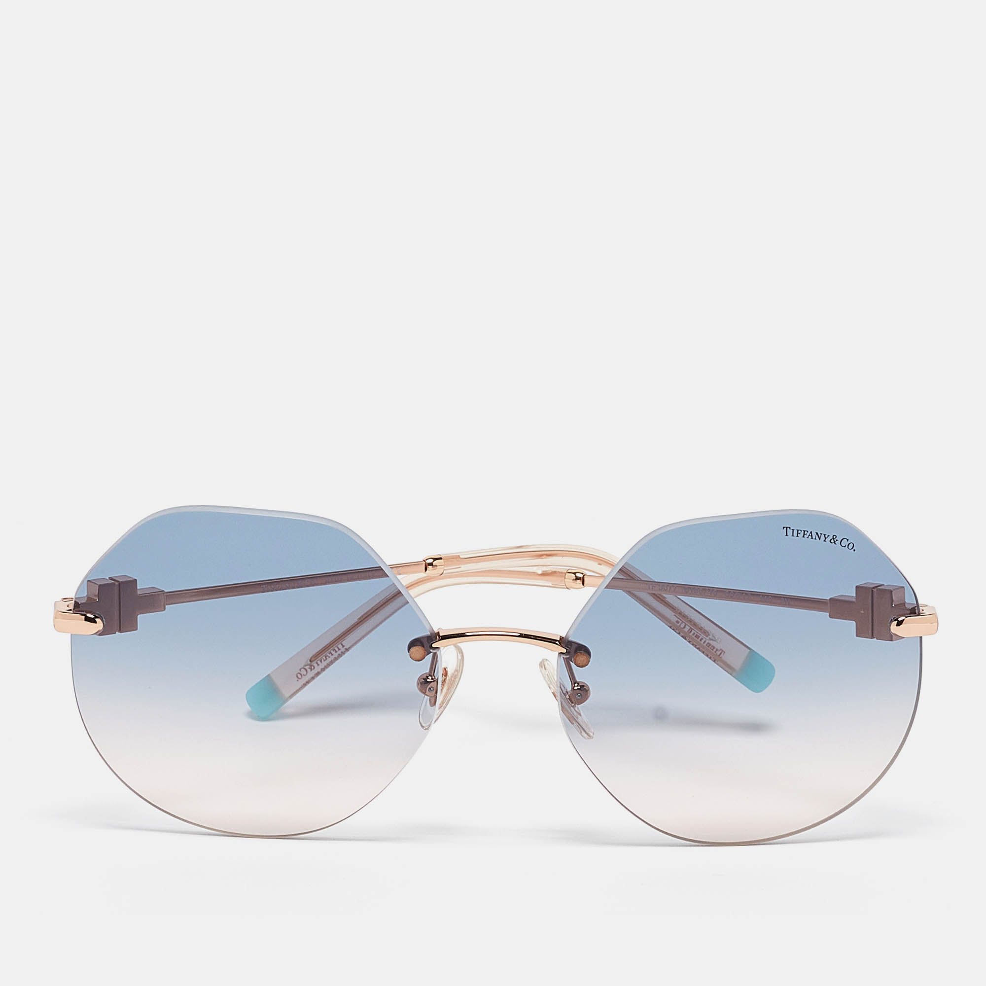 Tiffany & Co. Blue Gradient TF3077 Hexagonal Frame Round Sunglasses