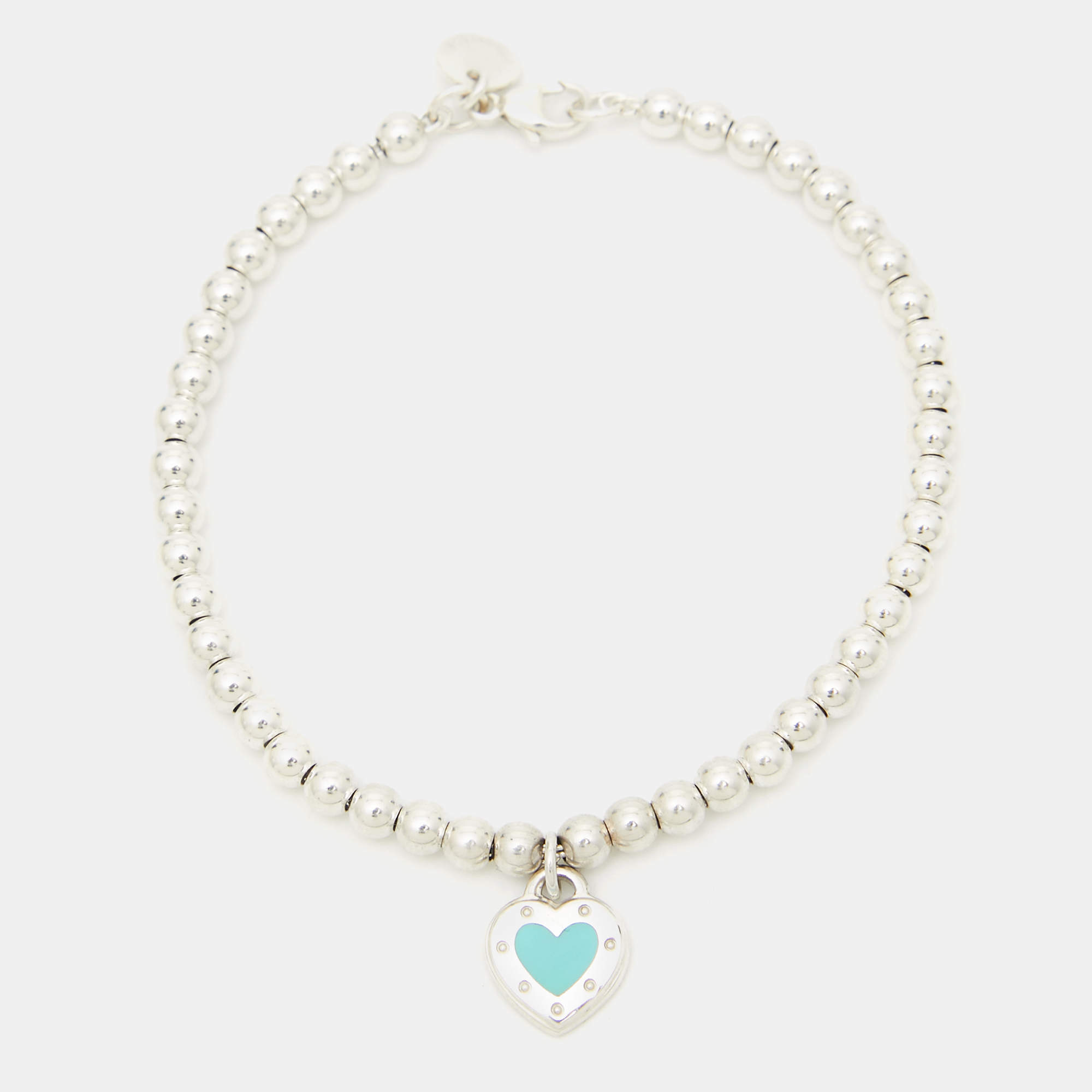 Pre Owned Tiffany & Co. Return To Tiffany Love Enamel Sterling Silver Bead Bracelet