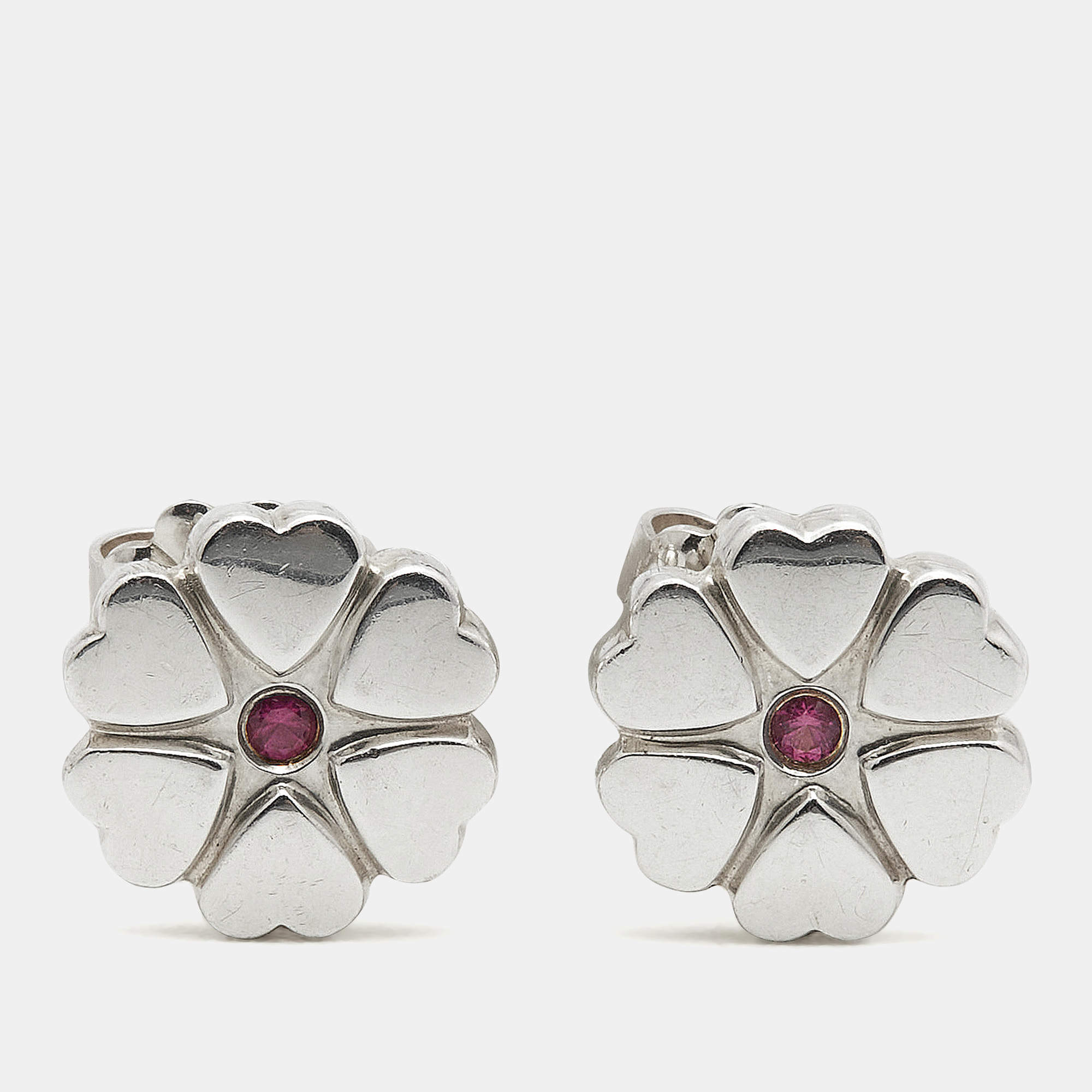 Tiffany & Co. Paloma Picasso Pink Sapphire Sterling Silver Earrings