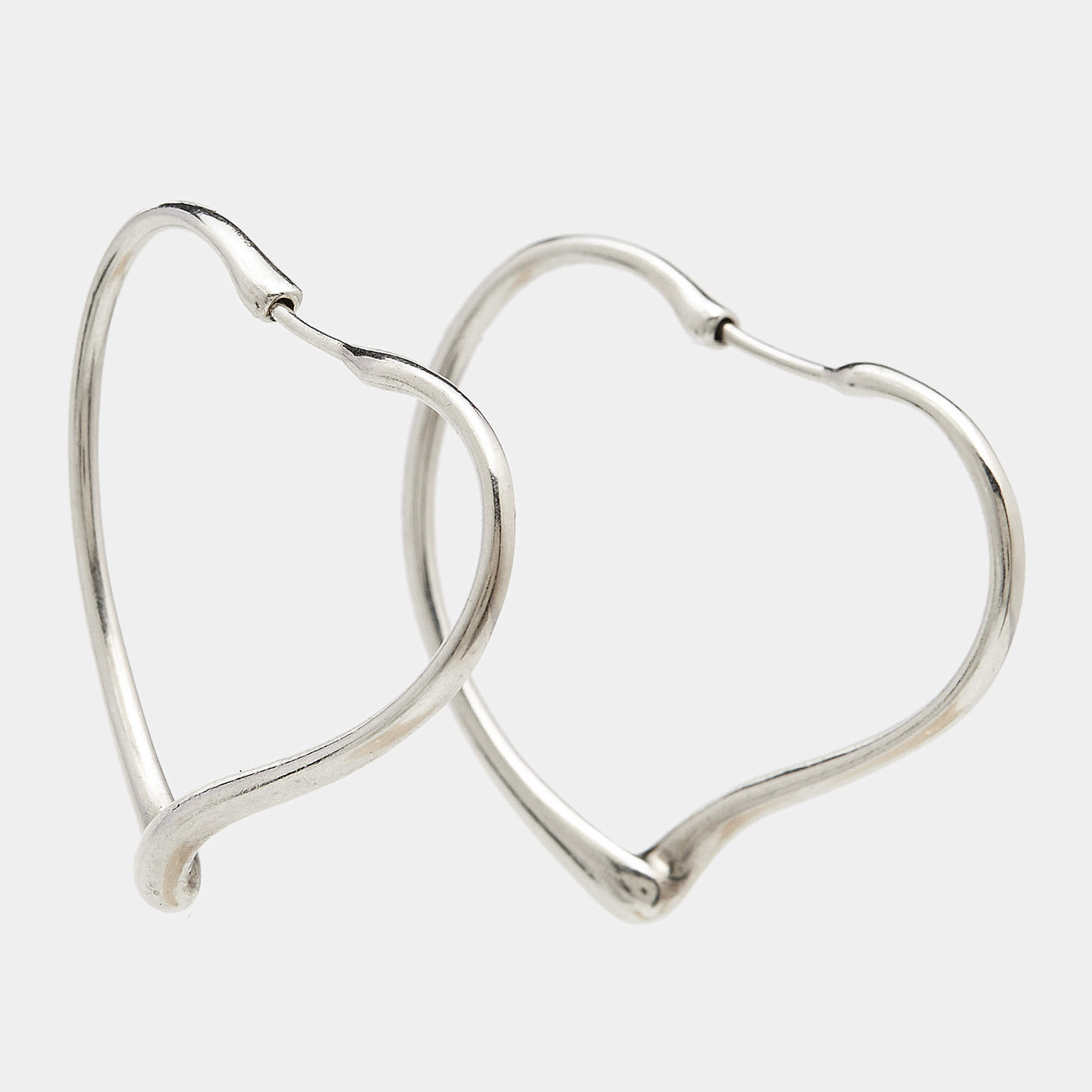 Tiffany & Co. Open Heart Sterling Silver Hoop Earrings