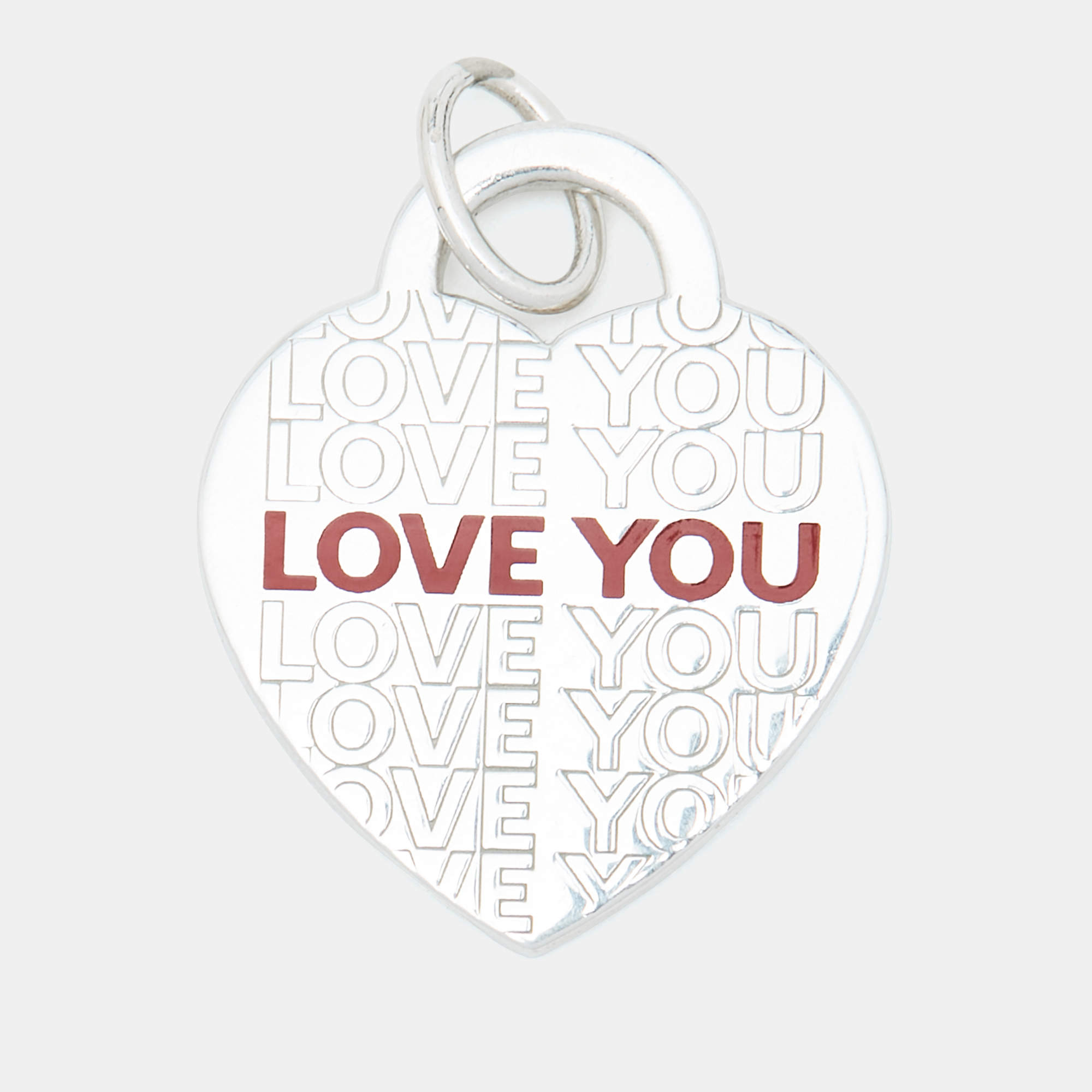 Tiffany & Co. Heart tag “Love You” Enamel Sterling Silver Pendant