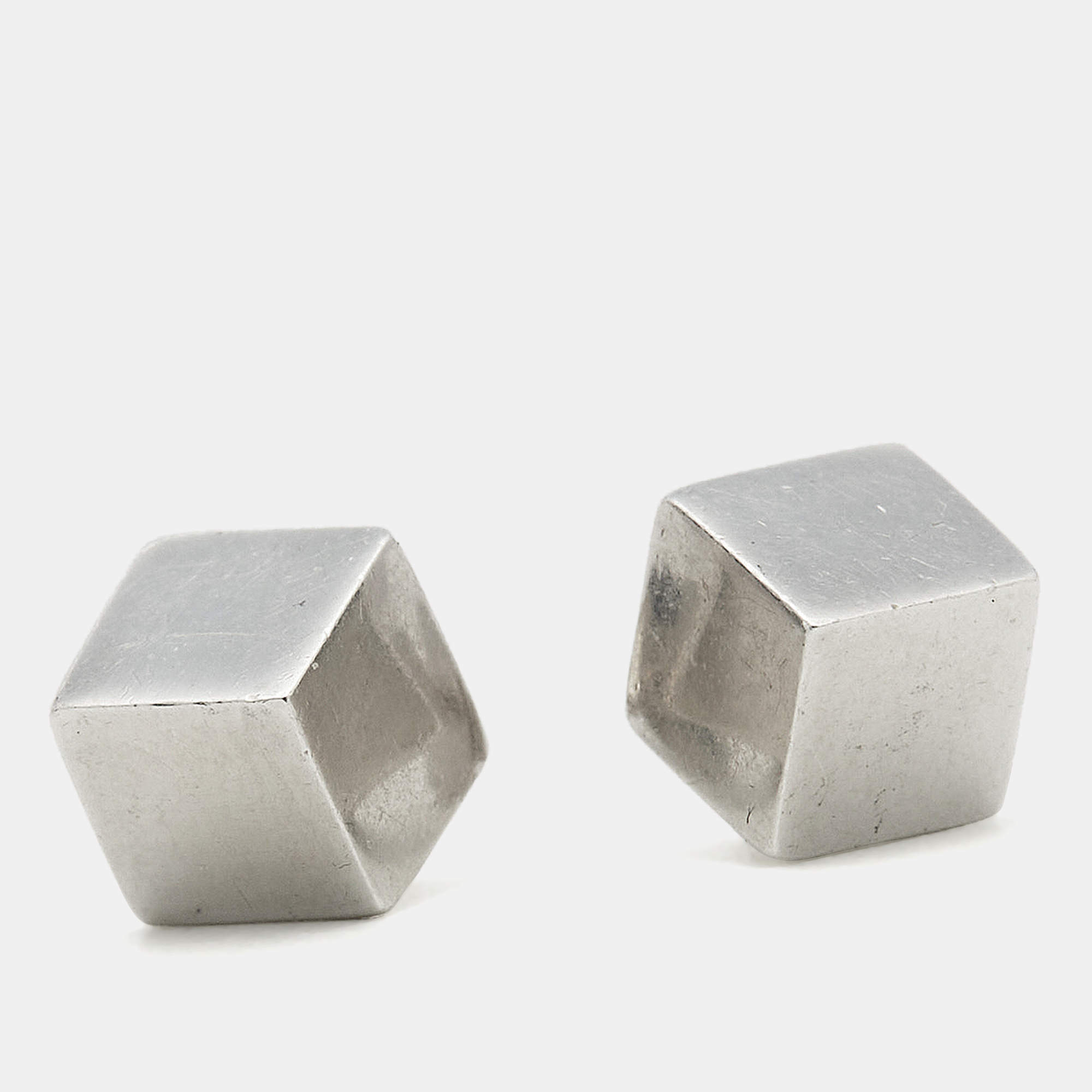 Pre Owned Tiffany & Co. Cube Sterling Silver Stud Earrings