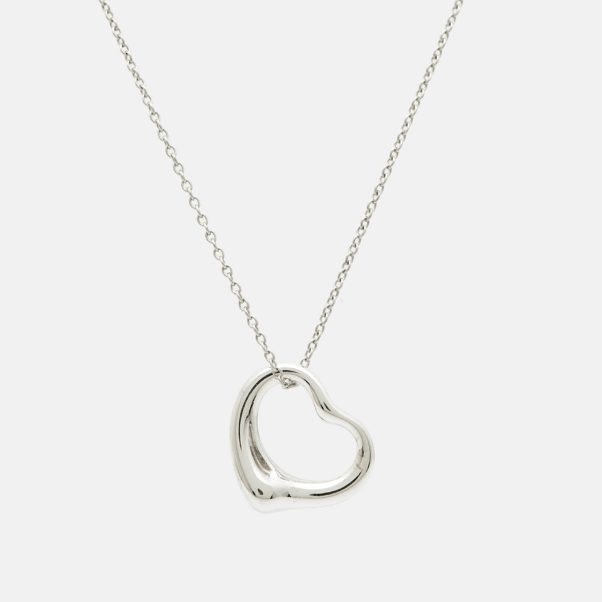 Pre Owned Tiffany & Co. Elsa Peretti Open Heart Sterling Silver Necklace