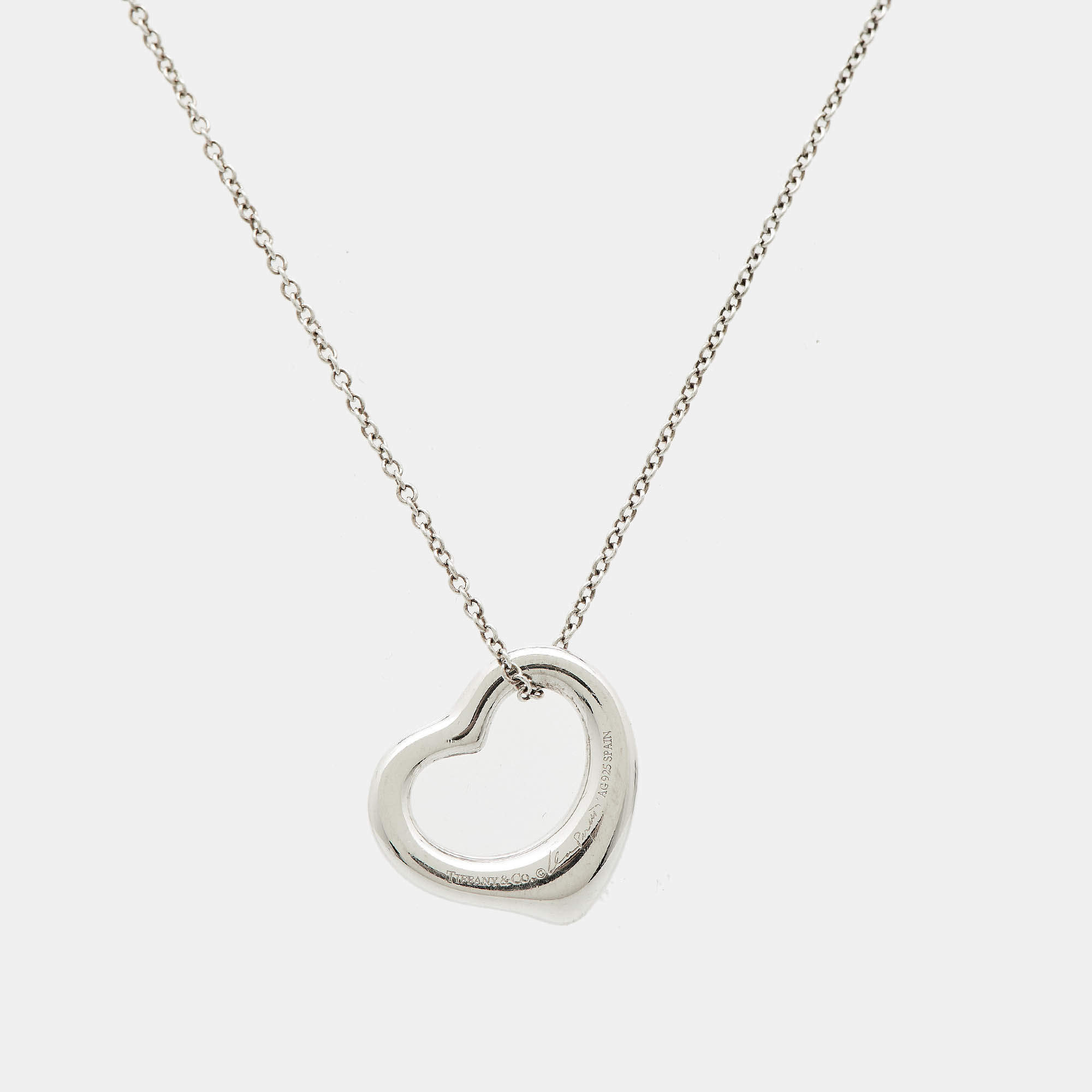 Pre Owned Tiffany & Co. Elsa Peretti Open Heart Sterling Silver Necklace