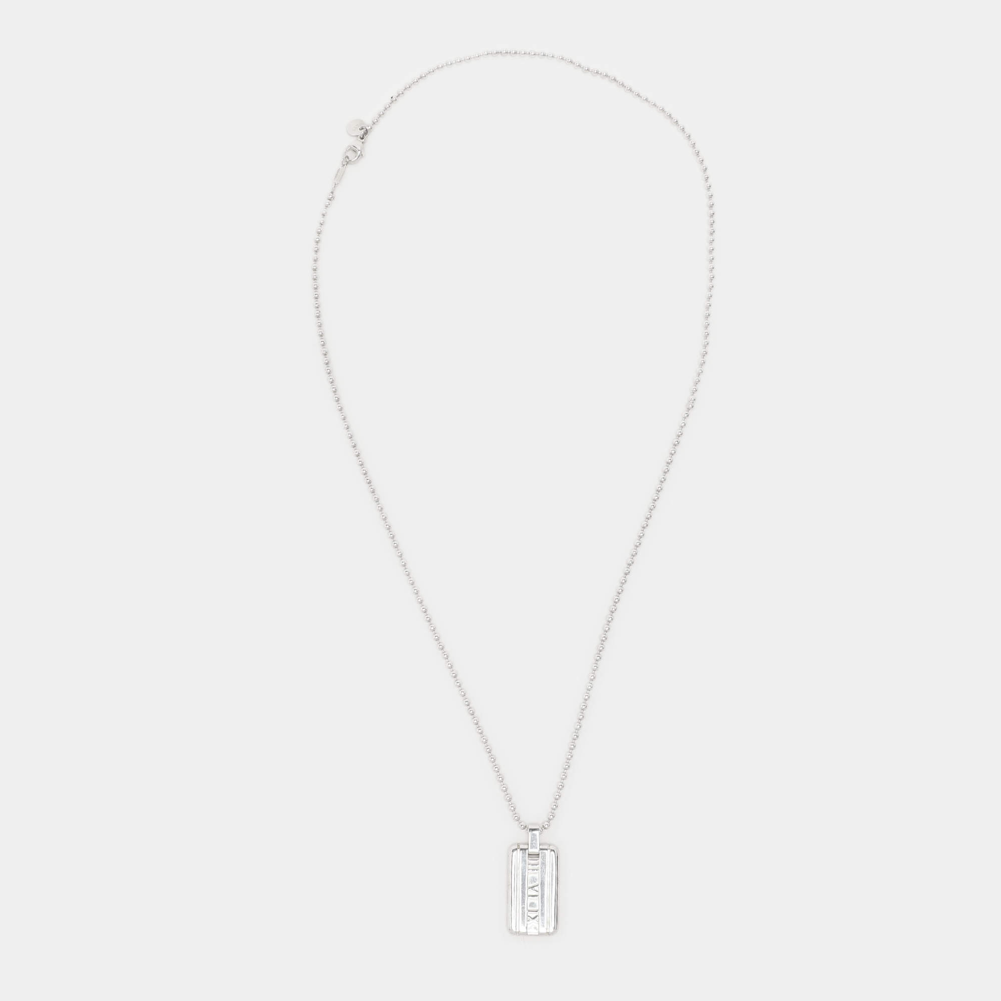Pre Owned Tiffany & Co. Silver Atlas Tag Pendant Necklace