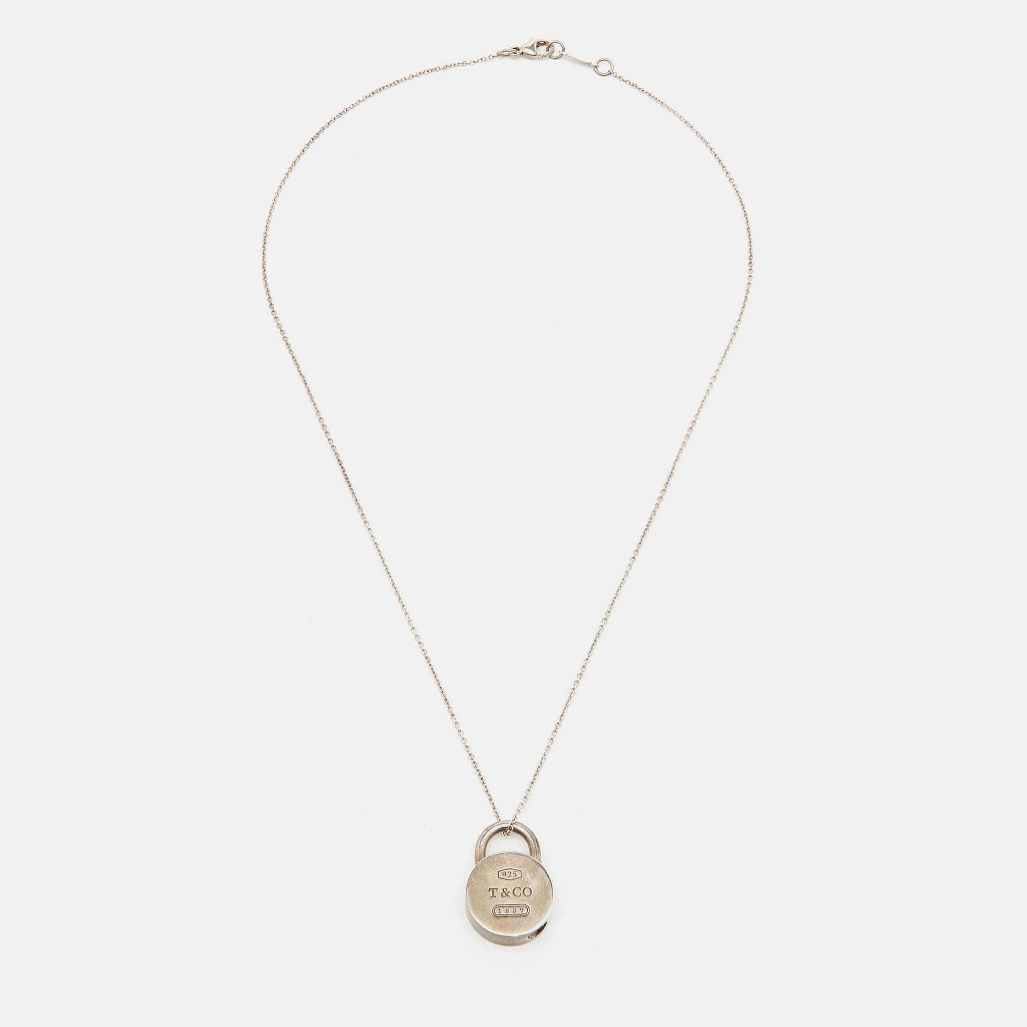 Pre Owned Tiffany & Co. 1837 Silver 925 Round Padlock Pendant Necklace