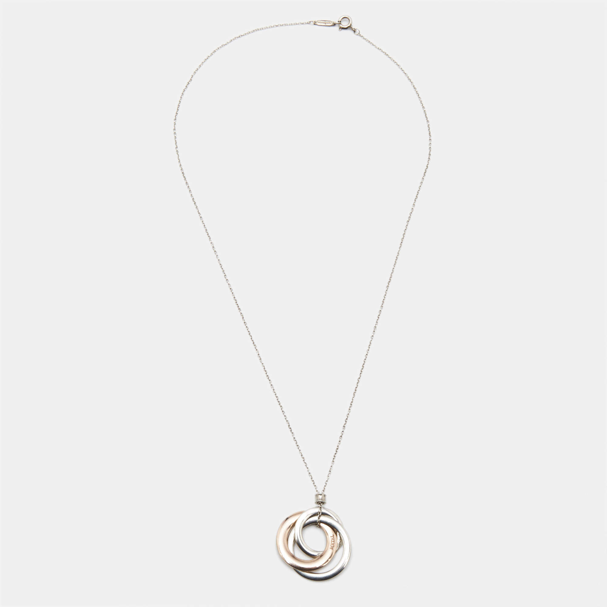 Tiffany & Co. Tiffany 1837 Interlocking Circles Rubedo and Sterling Silver Pendant Necklace