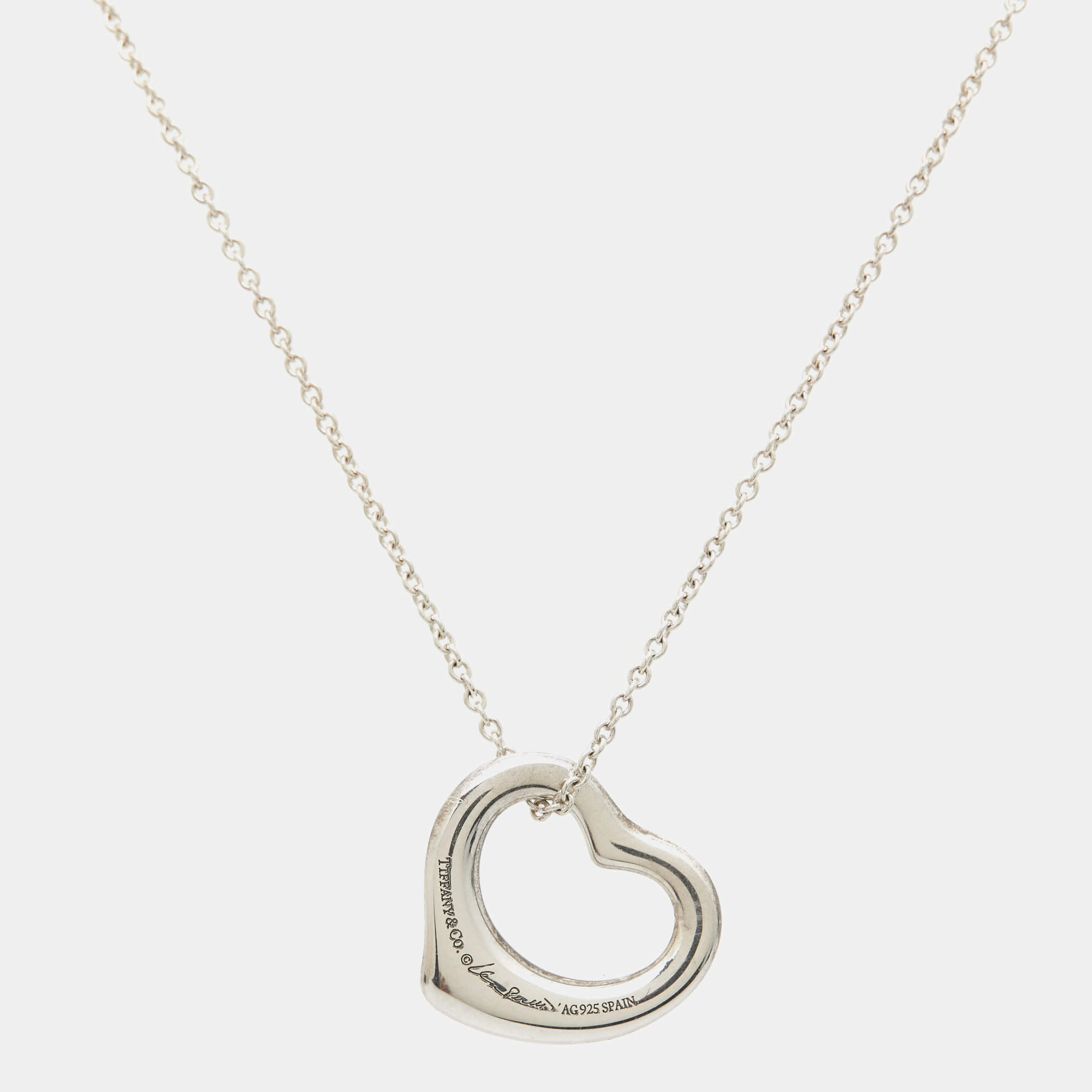 Tiffany & Co. Elsa Peretti Open Heart Sterling Silver 925 Pendant Necklace