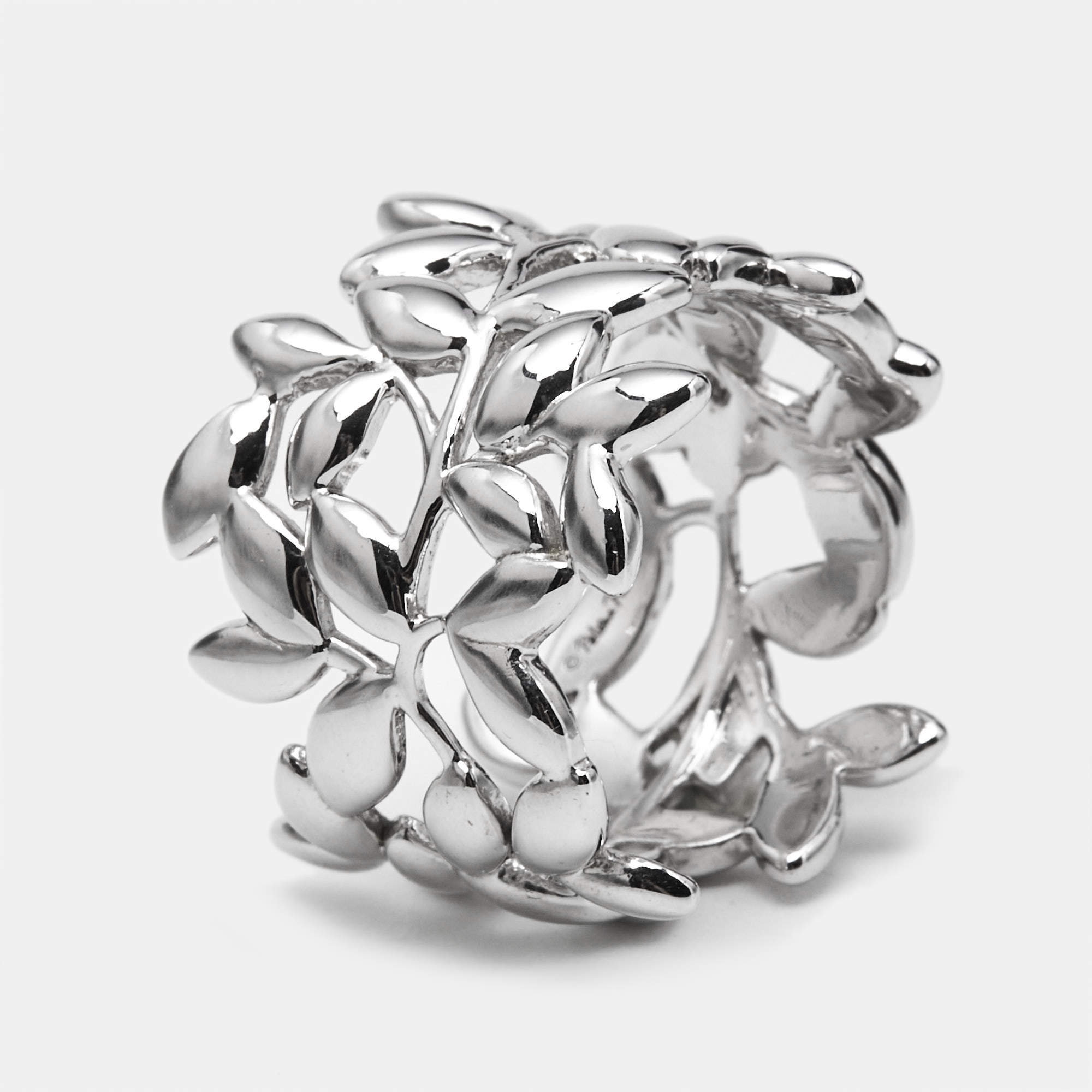 Pre Owned Tiffany & Co. Paloma Picasso Olive Leaf Sterling Silver 925 Ring Size 52