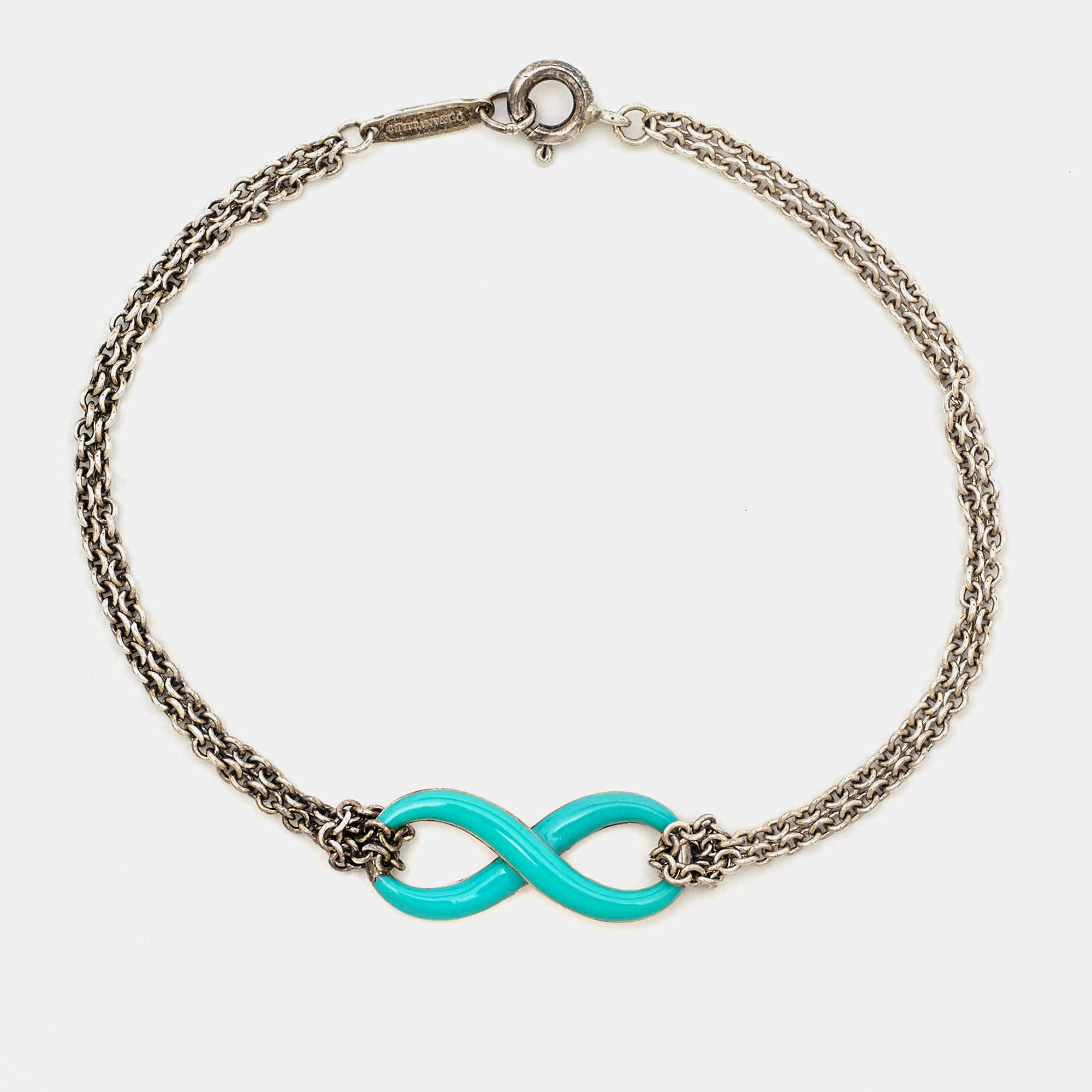 Tiffany & Co.  Infinity Blue Enamel Sterling Silver Bracelet