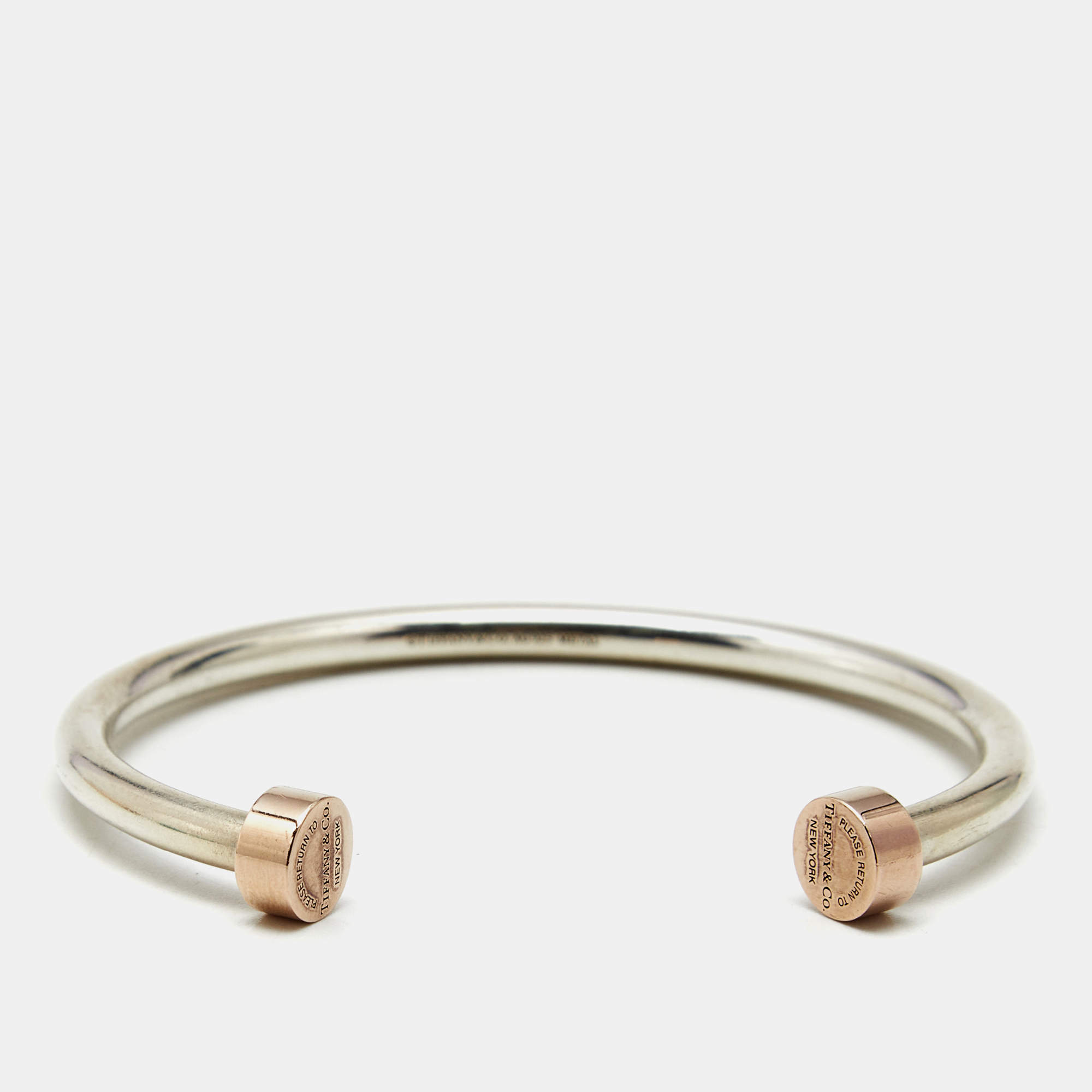 Pre Owned Tiffany & Co. Please Return to Tiffany & Co. Circle Edge Rubedo Sterling Siver Open Cuff Bracelet