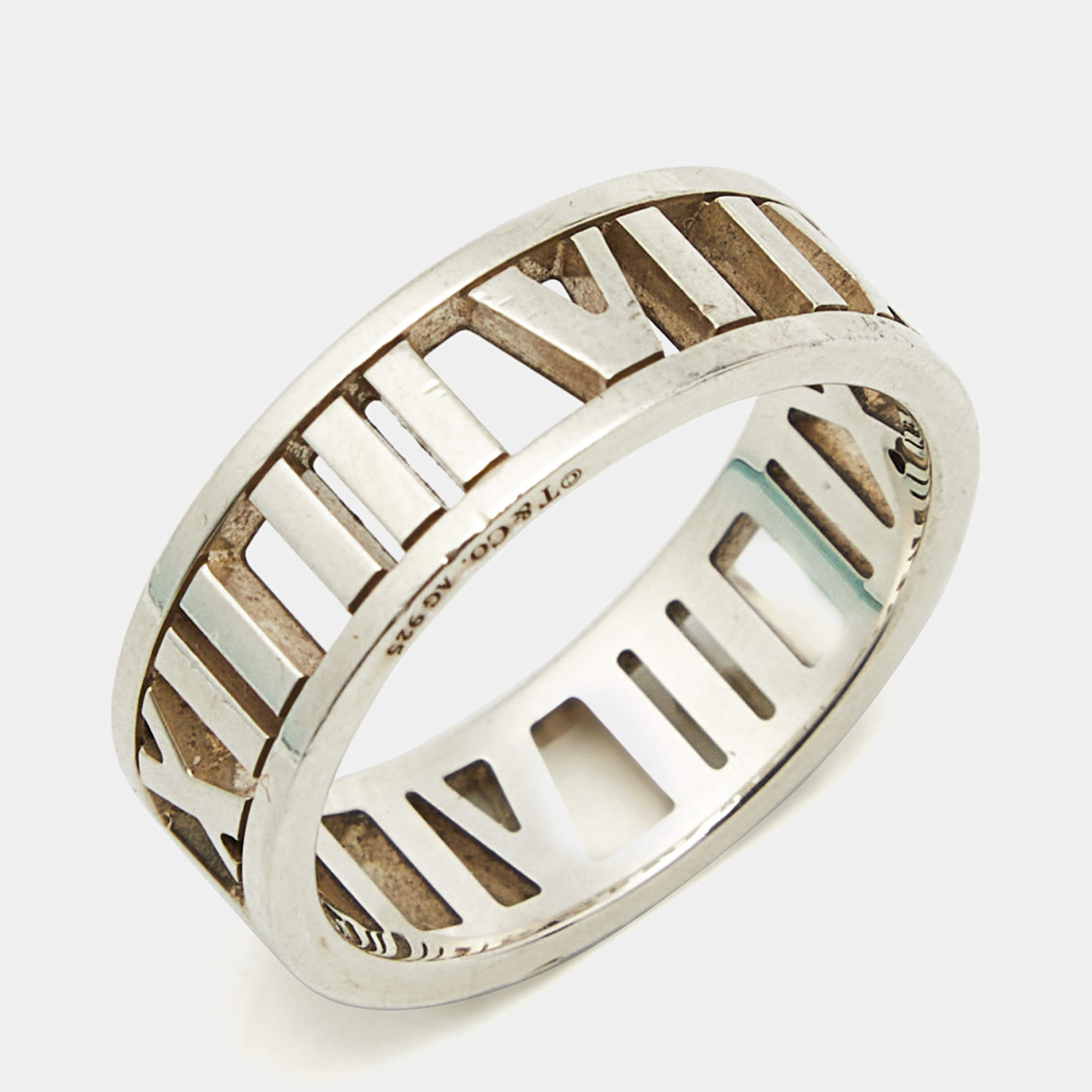 Pre Owned Tiffany & Co. Atlas Sterling Silver Band Ring Size 58