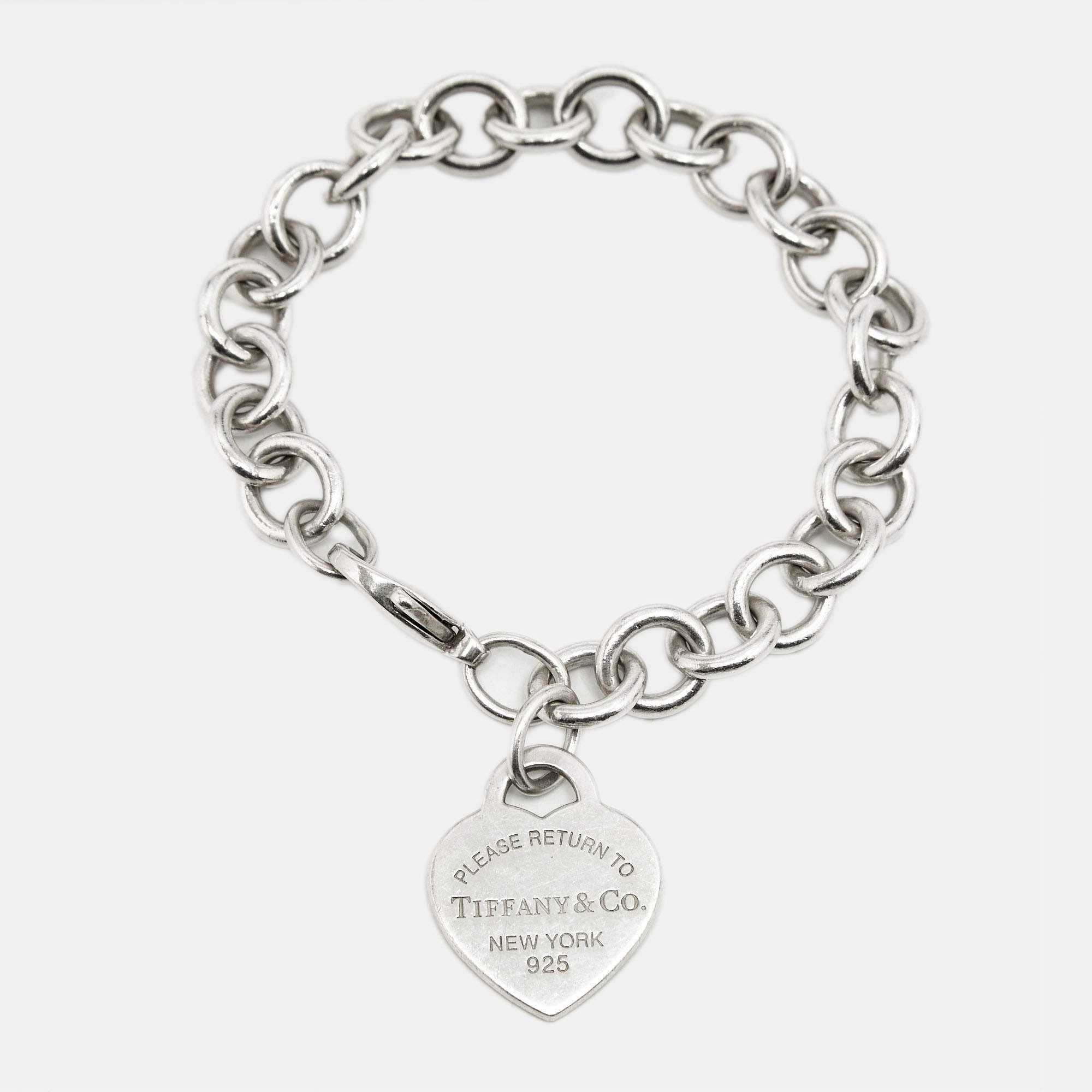 Pre Owned سوار تيفاني & كو. قلب استرليني فضة عودة إلى تيفاني تاج