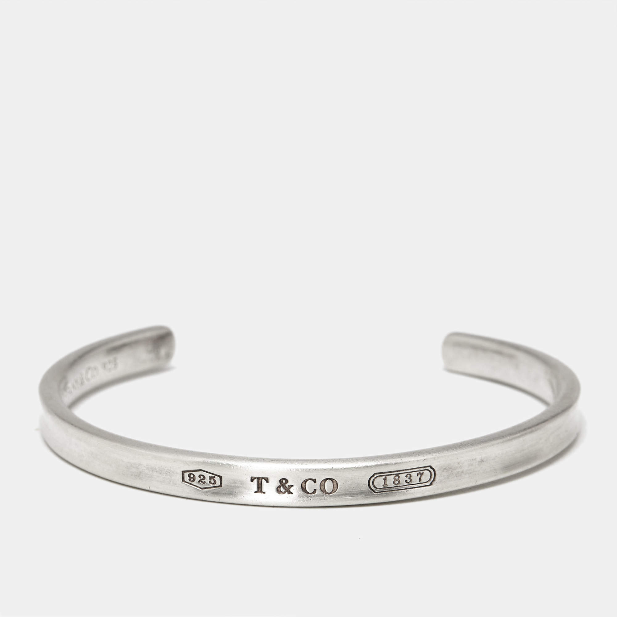 Pre Owned Tiffany & Co. Tiffany 1837 Sterling Silver 925 Narrow Open Cuff Bracelet