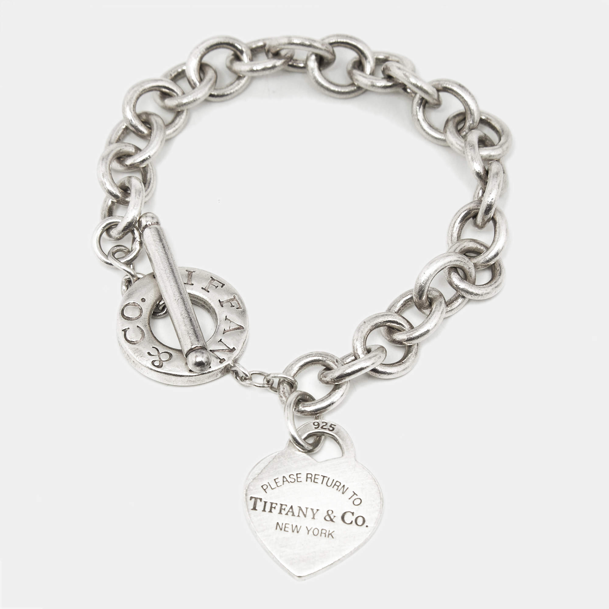 Pre Owned Tiffany & Co. Return To Tiffany Love Heart Tag Sterling Silver Bracelet