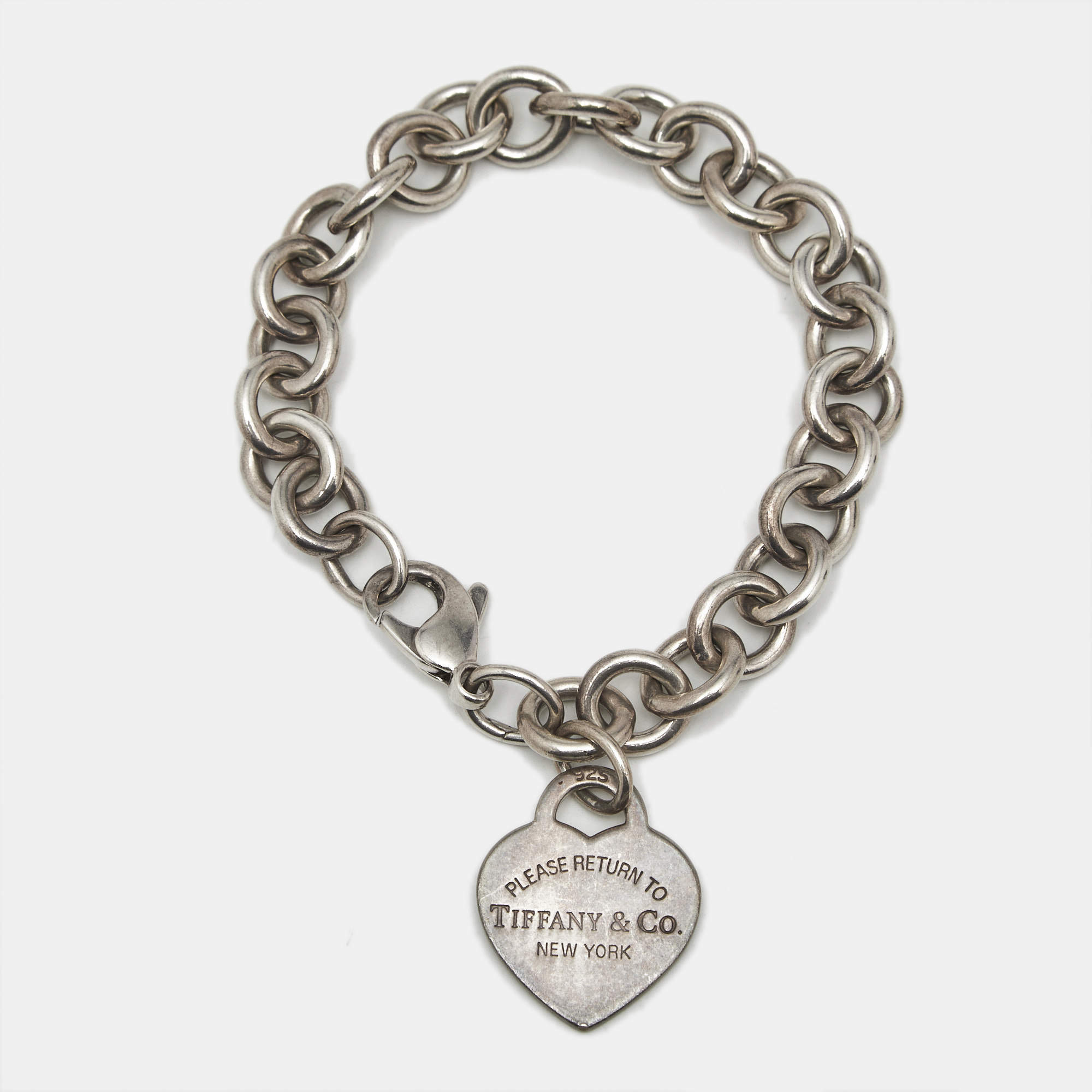 Pre Owned Tiffany & Co. Return To Tiffany Heart Tag Sterling Silver Bracelet