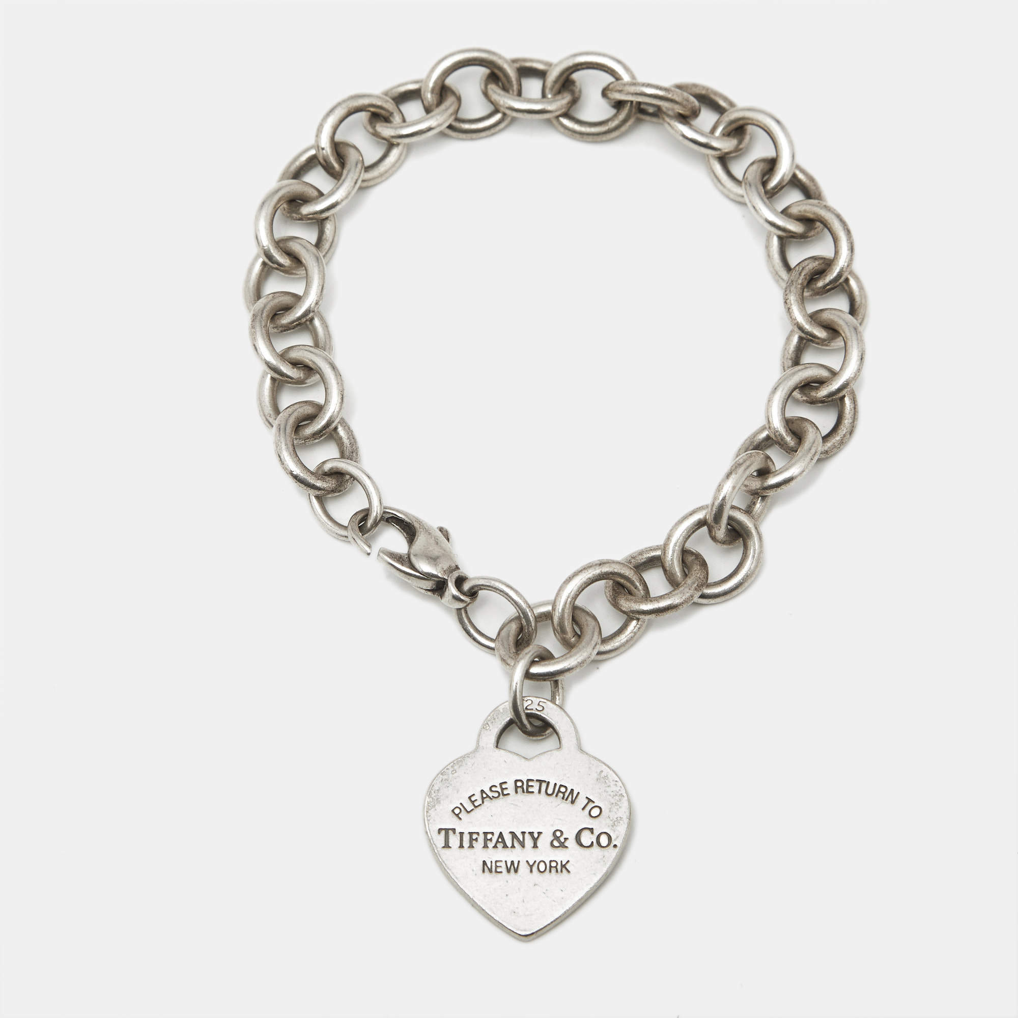 Pre Owned Tiffany & Co. Return To Tiffany Heart Tag Sterling Silver Bracelet