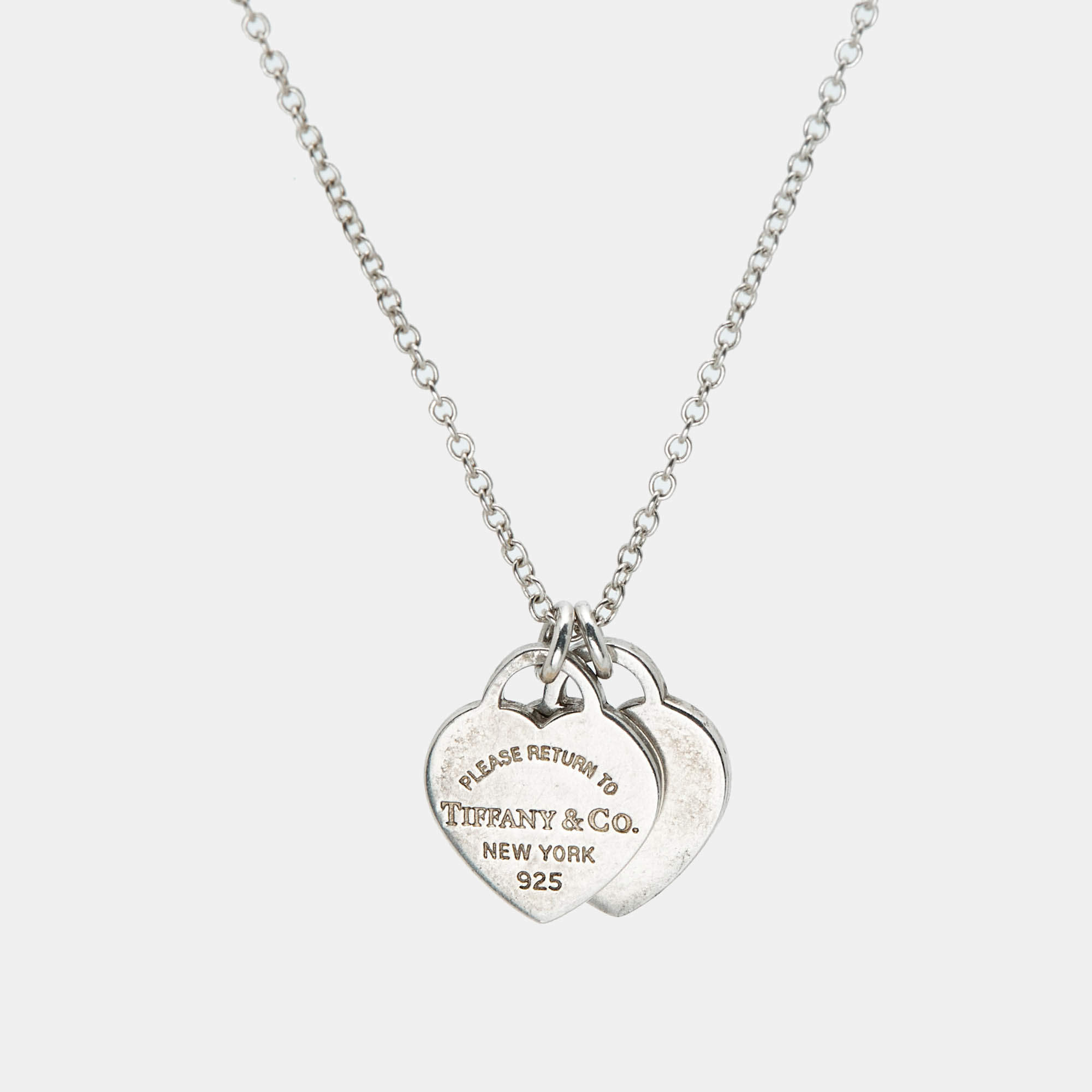 Pre Owned Tiffany & Co. Return To Tiffany Double Heart Tag Sterling Silver Pendant Necklace