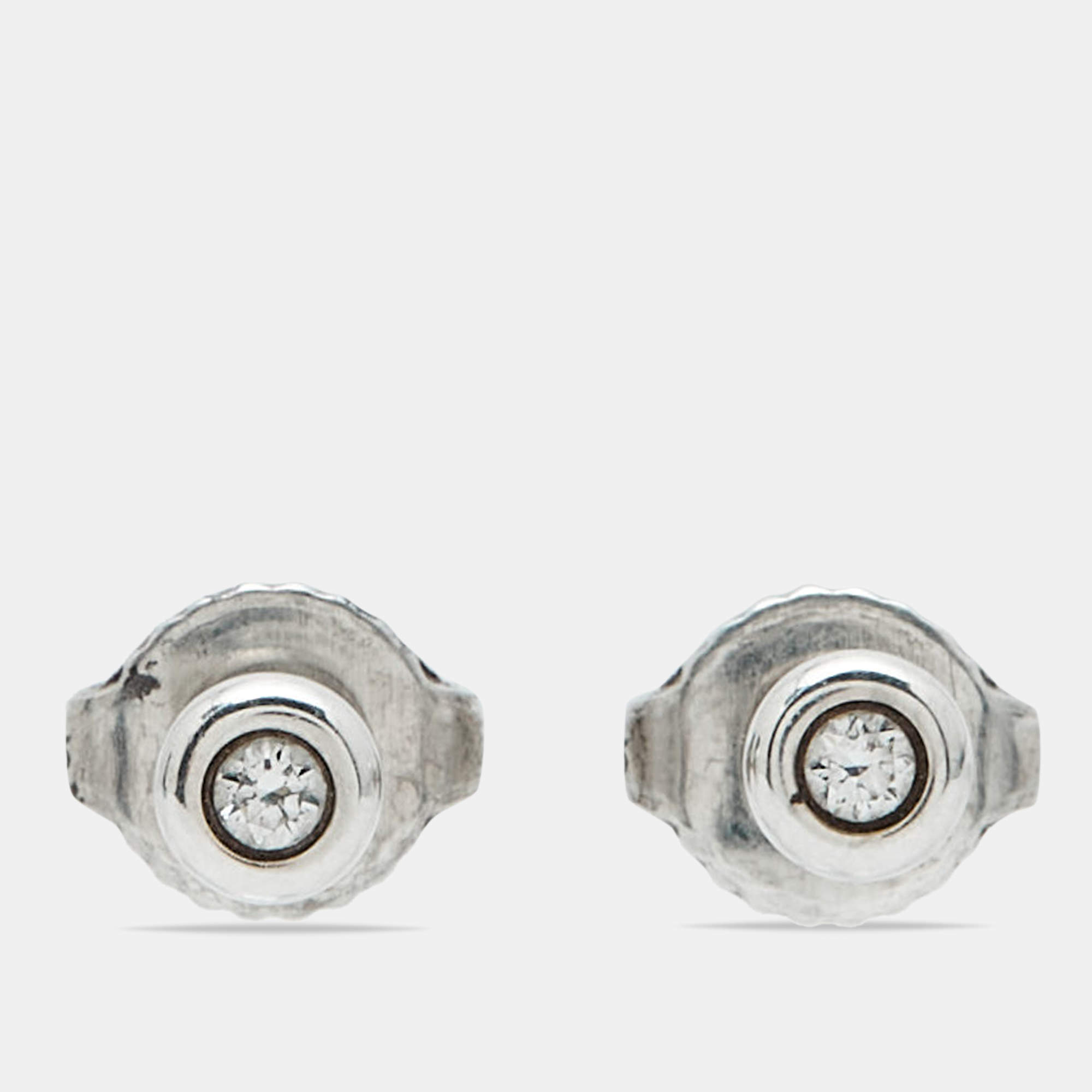 مملوكة مسبقًا Tiffany & Co. Elsa Peretti Diamonds by the Yard Silver 925 Stud Earrings