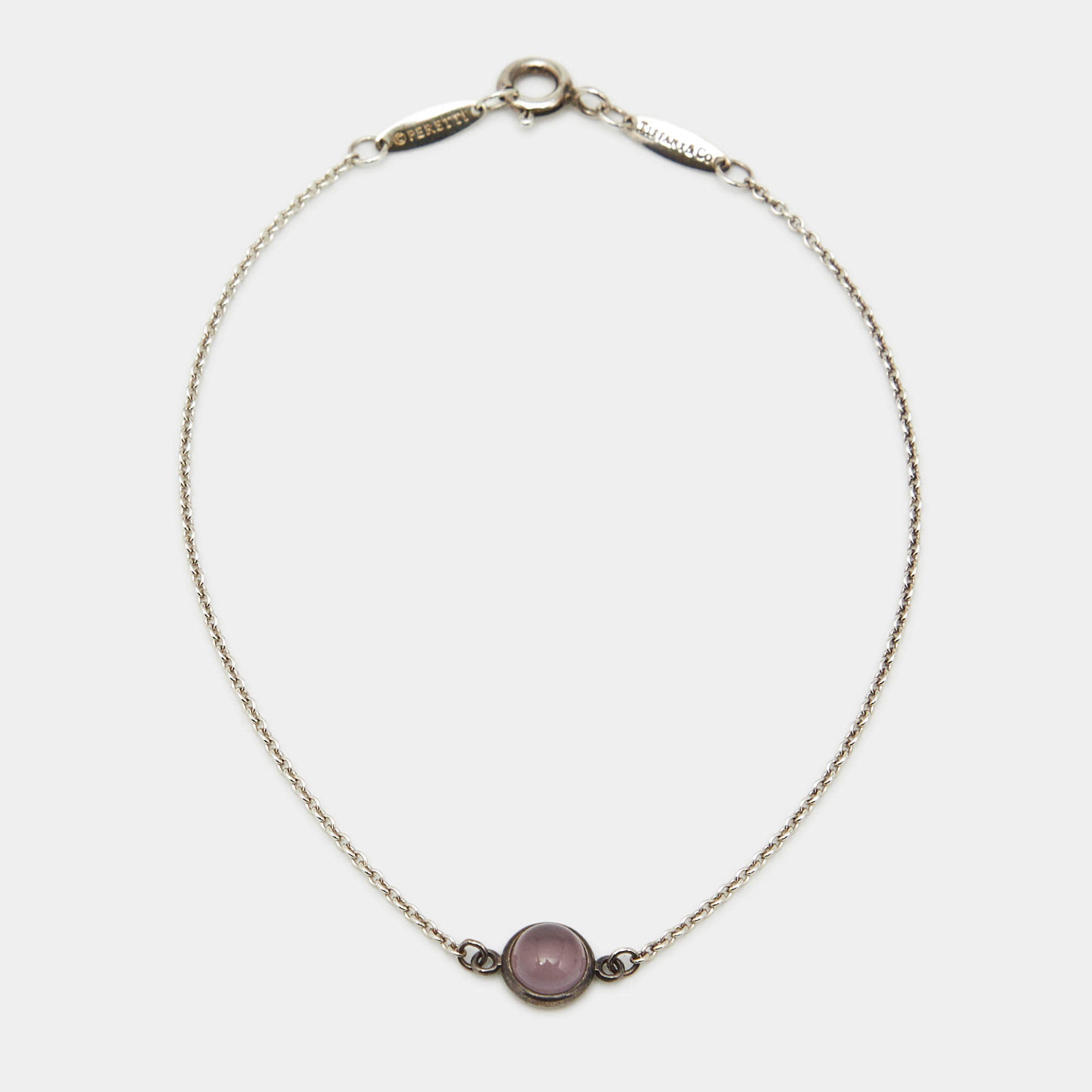 Pre Owned Tiffany & Co. Color By the Yard Purple Chalcedony Sterling Silver Bracelet