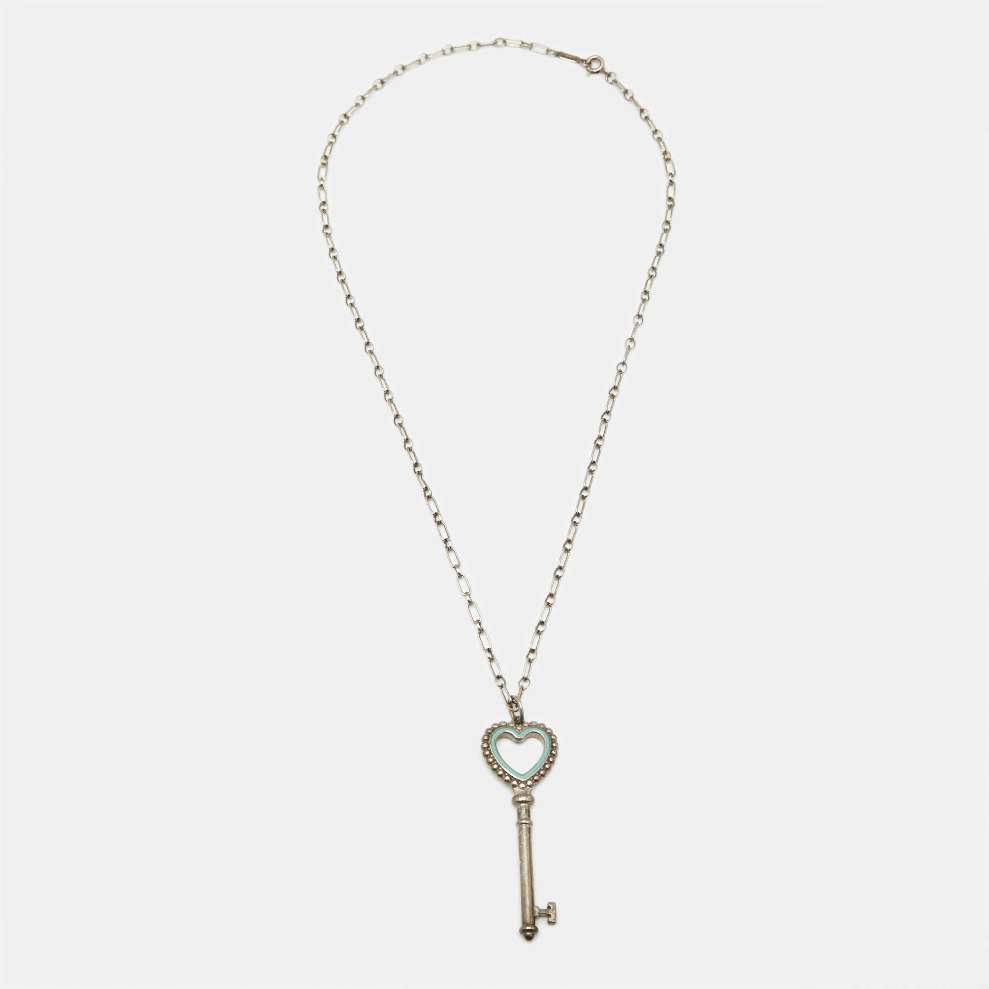 مملوكة مسبقًا Tiffany & Co. Key Enamel Sterling Silver Necklace