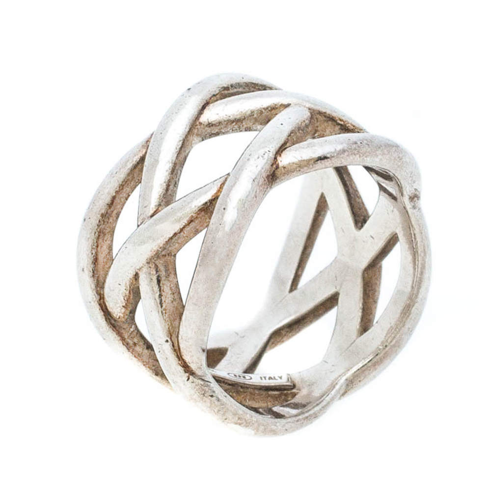 Pre Owned Tiffany & Co Celtic Knot Silver Band Ring Size 51