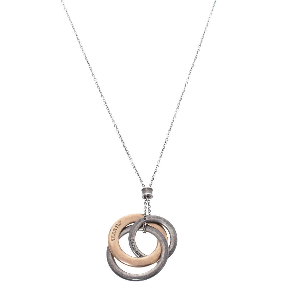 Tiffany & Co. Interlocking Circles Rubedo Silver Pendant Necklace