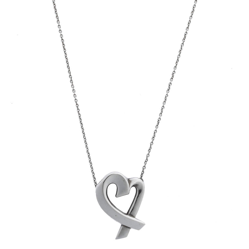 Tiffany & Co. Paloma Picasso Loving Heart Silver Pendant Necklace