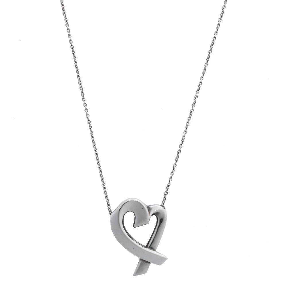 Pre Owned Tiffany & Co. Paloma Picasso Loving Heart Silver Pendant Necklace