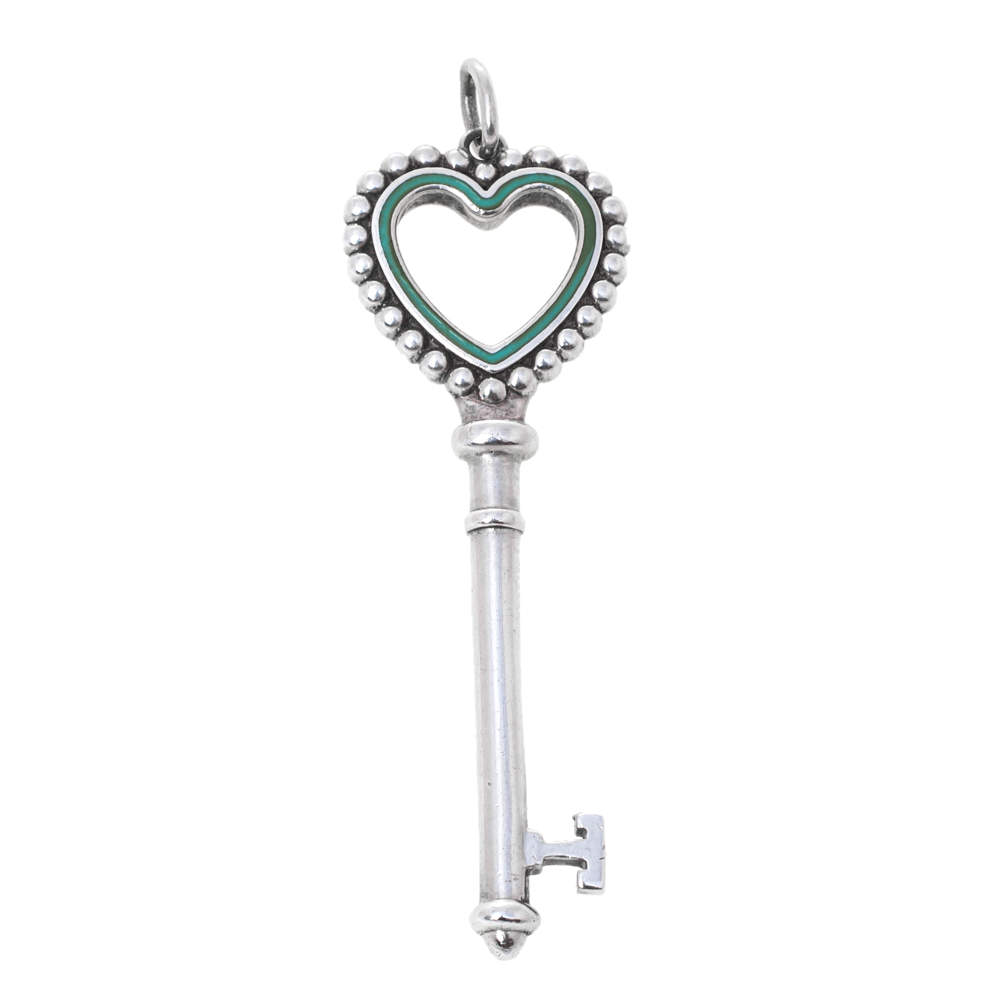 tiffany beaded heart key pendant