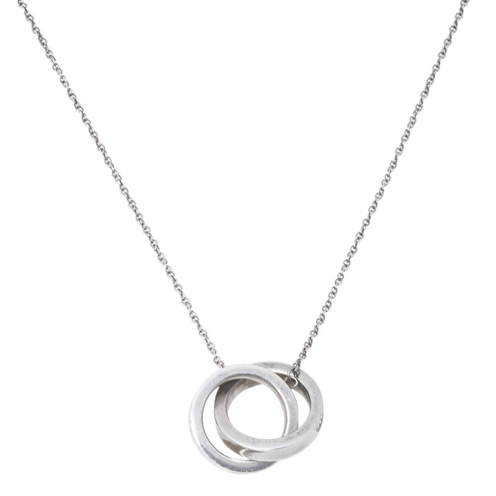 Pre Owned Tiffany & Co. 1837 Interlocking Circles Silver Pendant Necklace