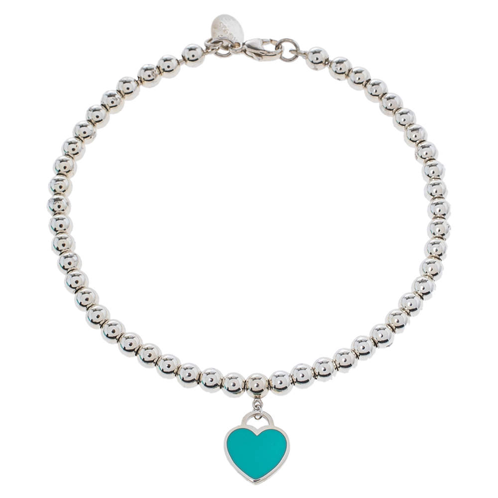 Pre Owned Tiffany & Co. Return to Tiffany Enamel Silver Bead Bracelet   