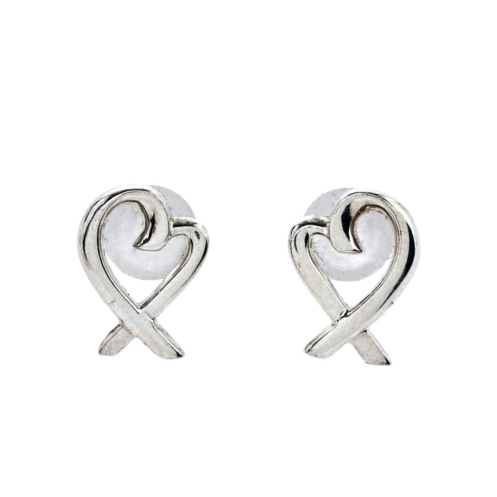 Tiffany & Co. Paloma Picasso Sterling Silver Loving Heart Earrings