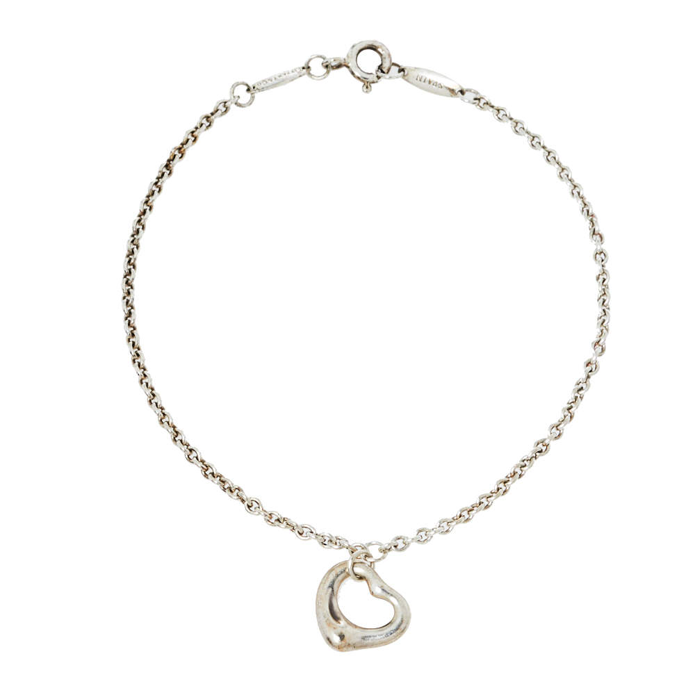Pre Owned Tiffany & Co. Elsa Peretti Open Heart Sterling Silver Bracelet
