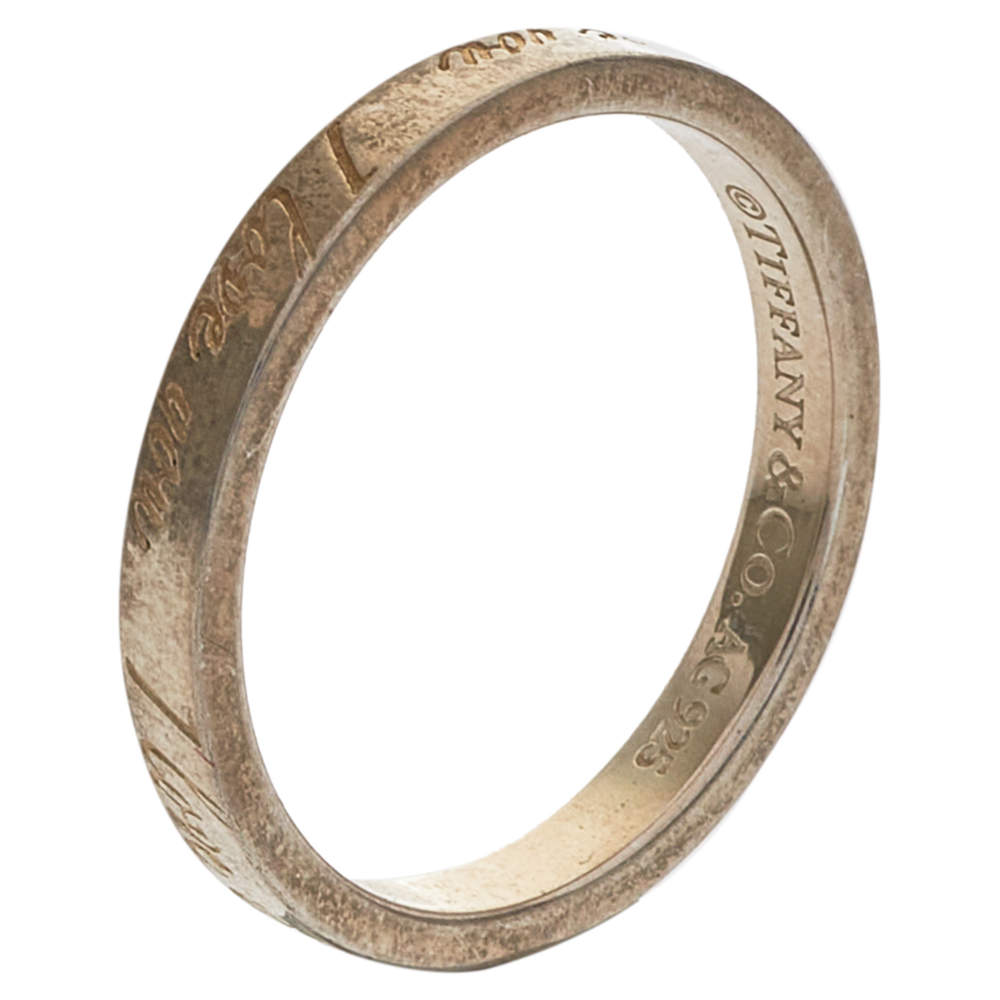 Pre Owned Tiffany & Co. Sterling Silver I Love You Band Ring Size EU 54