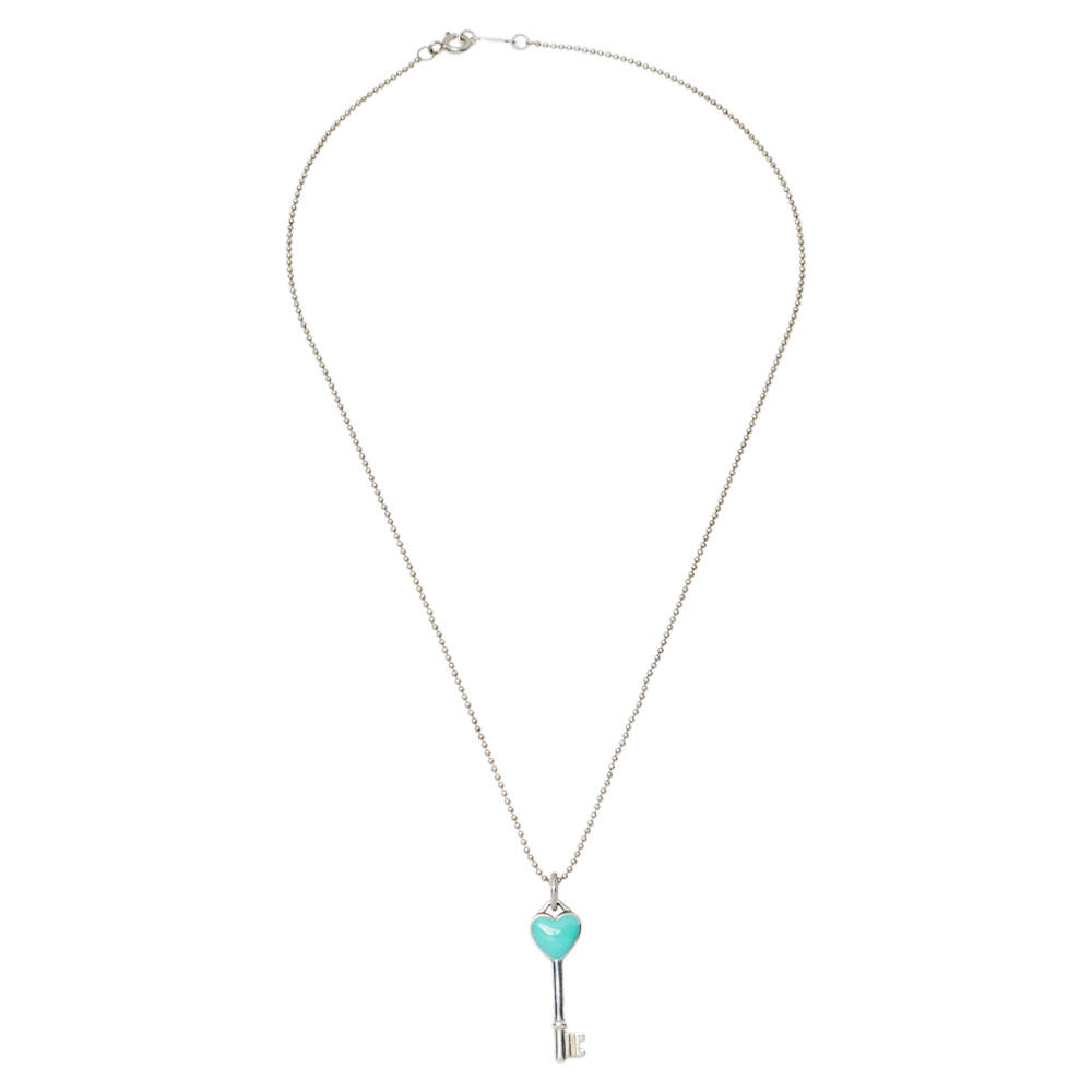 tiffany key necklace with blue heart