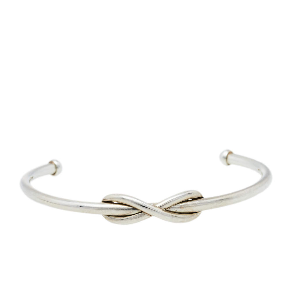 Pre Owned Tiffany & Co. Infinity Sterling Silver Open Cuff Bracelet