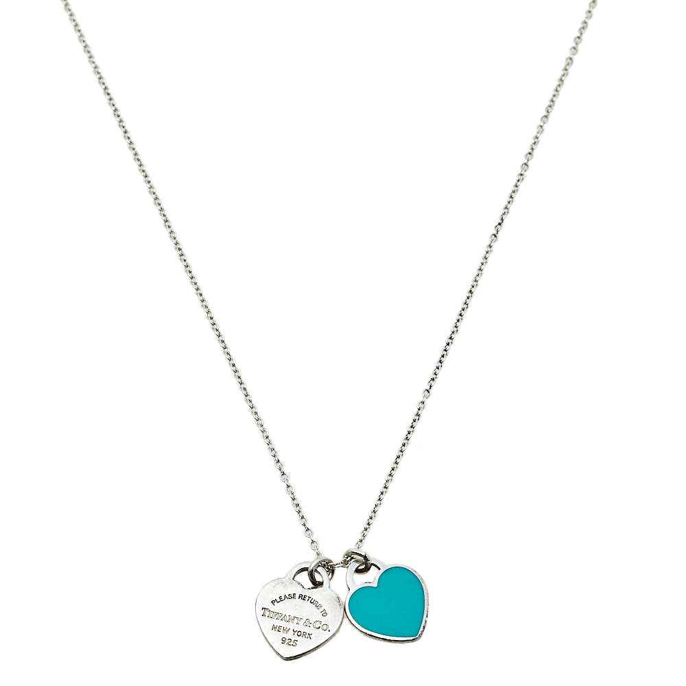 Pre Owned Tiffany & Co. Return To Tiffany Double Heart Tag Pendant Necklace