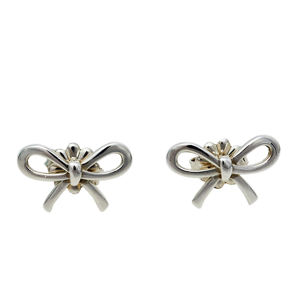Pre Owned Tiffany & Co. Sterling Silver Bow Stud Earrings