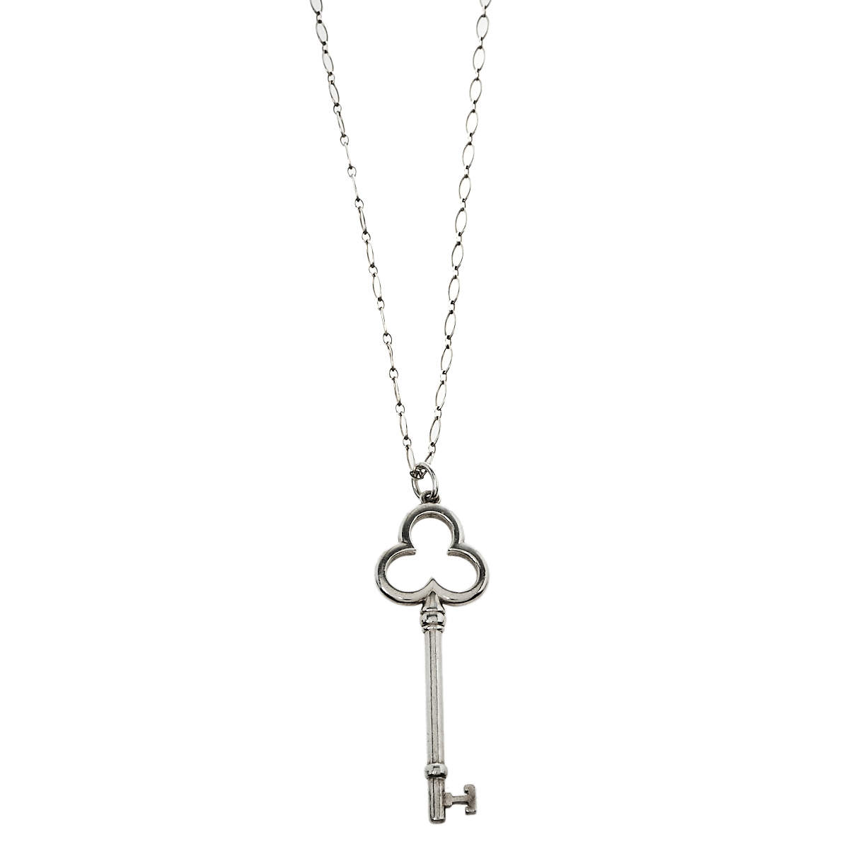 Tiffany & Co. Trefoil Key Silver Long Pendant Necklace