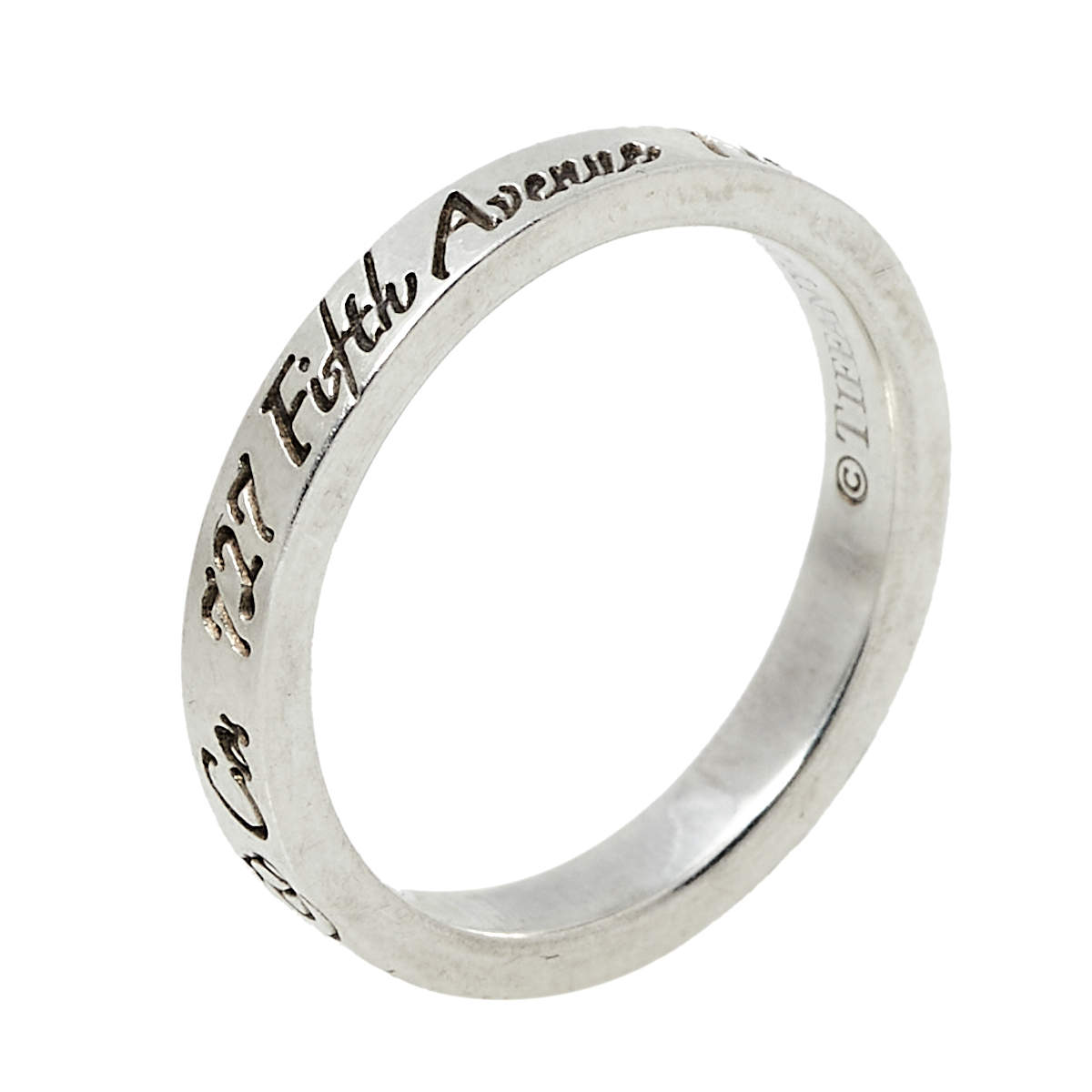 Tiffany & Co. Sterling Silver Notes Narrow Band Ring Size EU 49