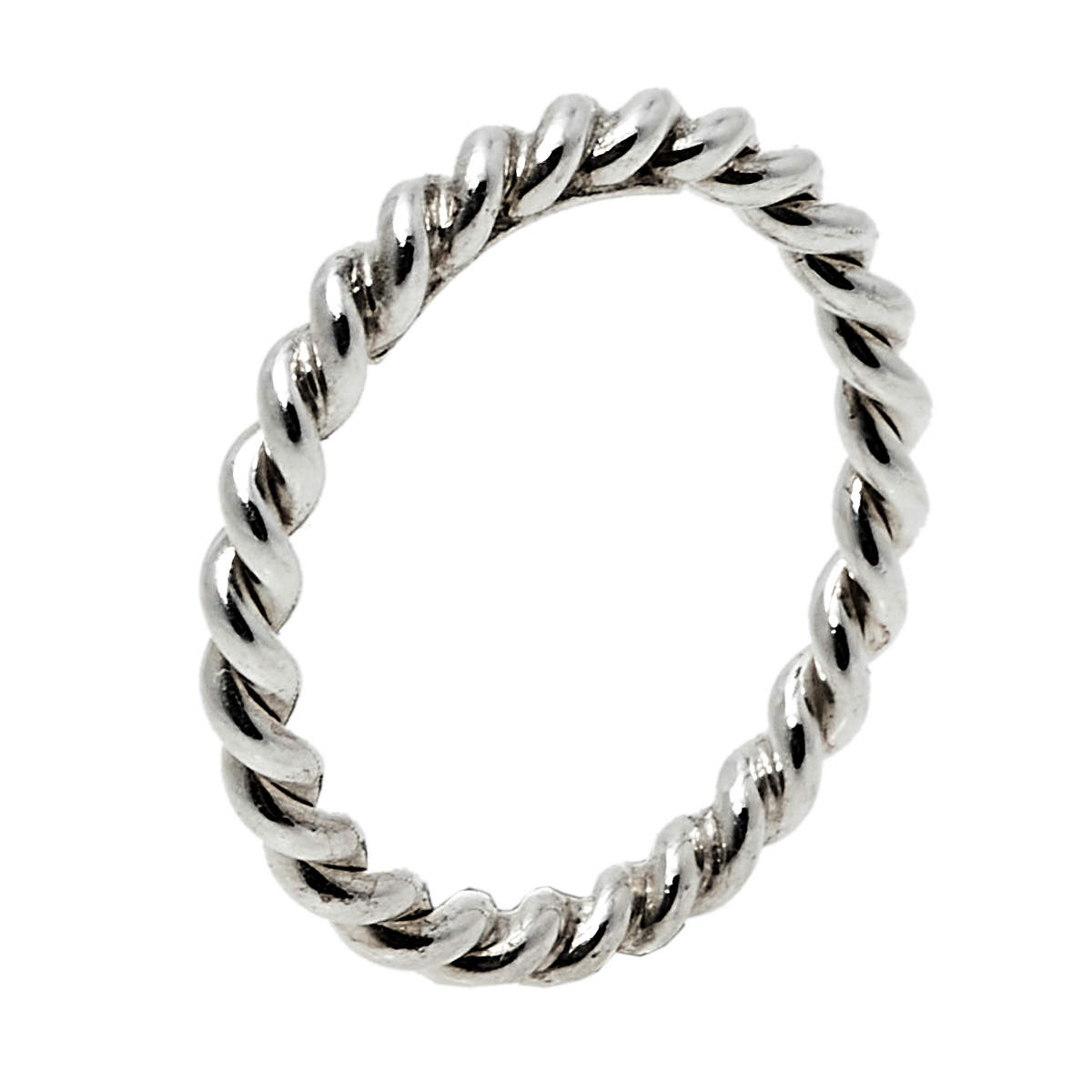 Pre Owned Tiffany & Co. Twist Sterling Silver Narrow Band Ring Size EU 51