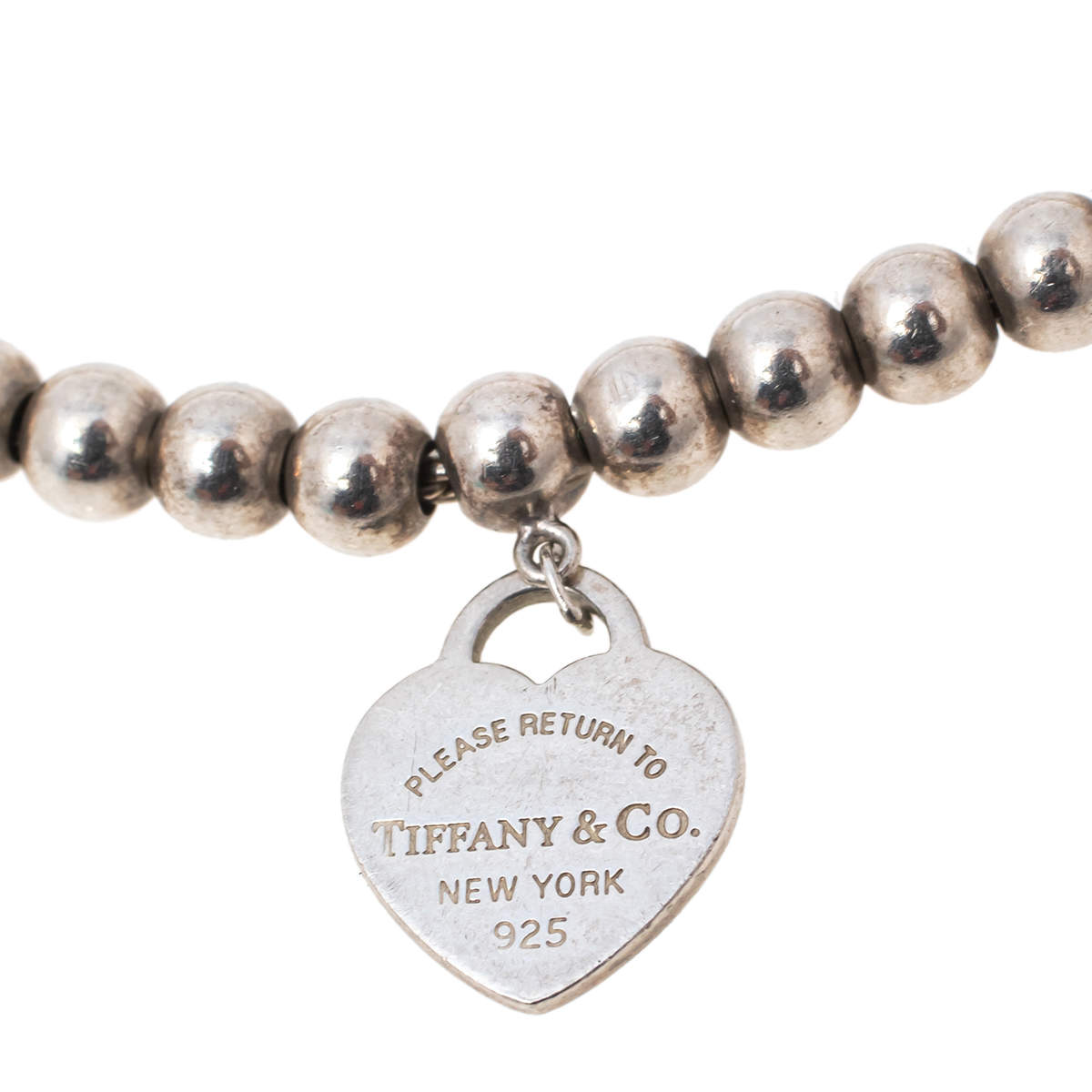 Tiffany & Co. Return To Tiffany Blue Enamel Heart Tag Silver Bead Bracelet  Tiffany & Co.