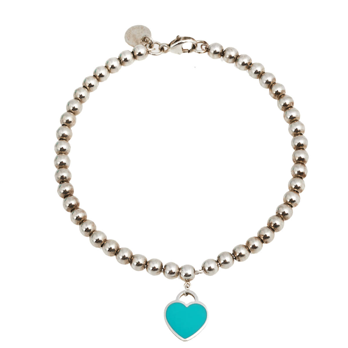 tiffany bead bracelet blue enamel heart