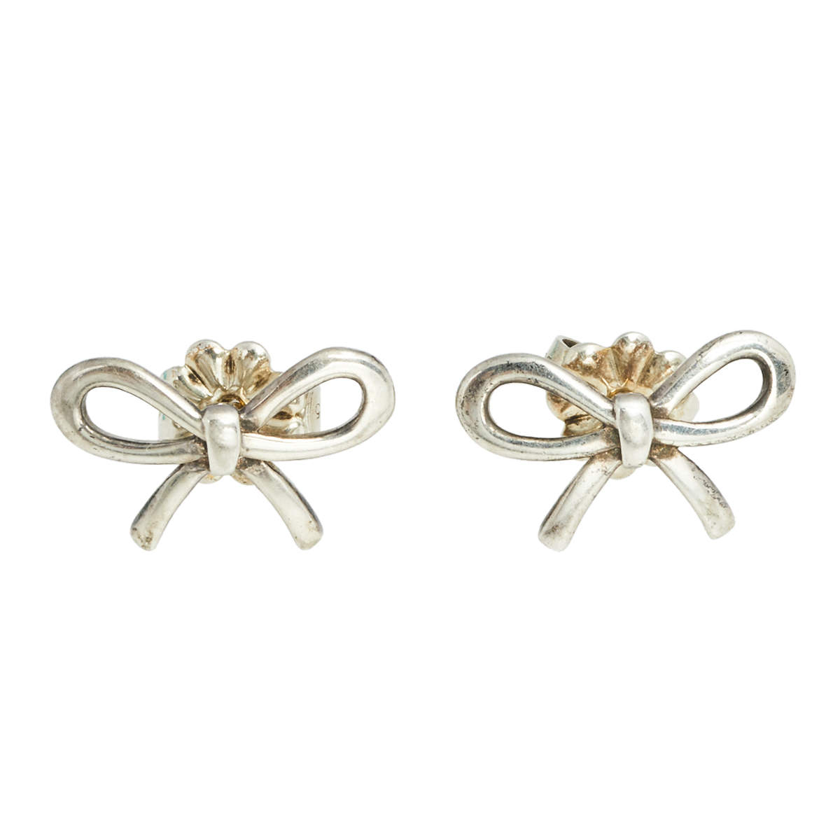 Pre Owned Tiffany & Co. Sterling Silver Bow Stud Earrings 