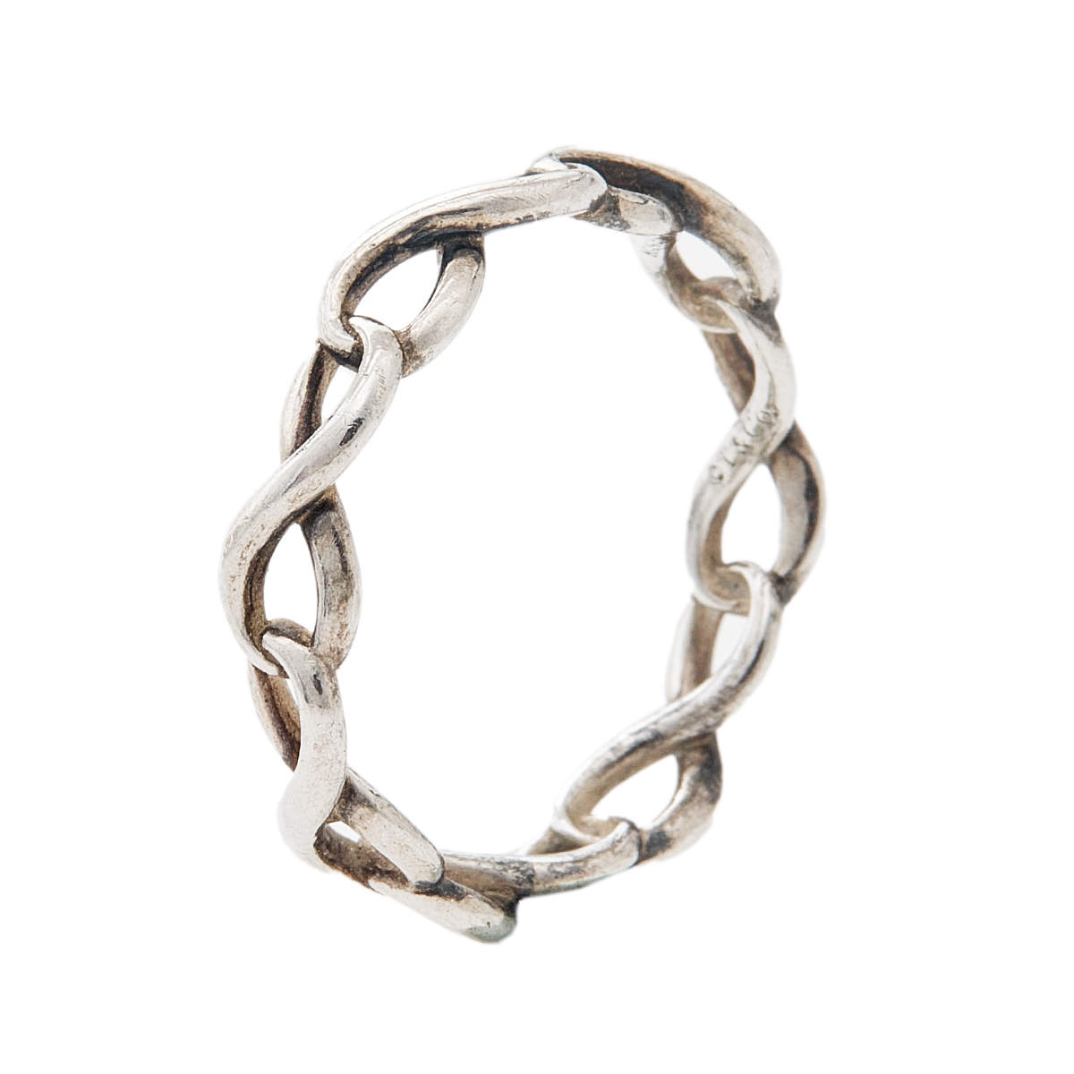 Pre Owned Tiffany & Co. Sterling Silver Narrow Infinity Band Ring Size EU 49