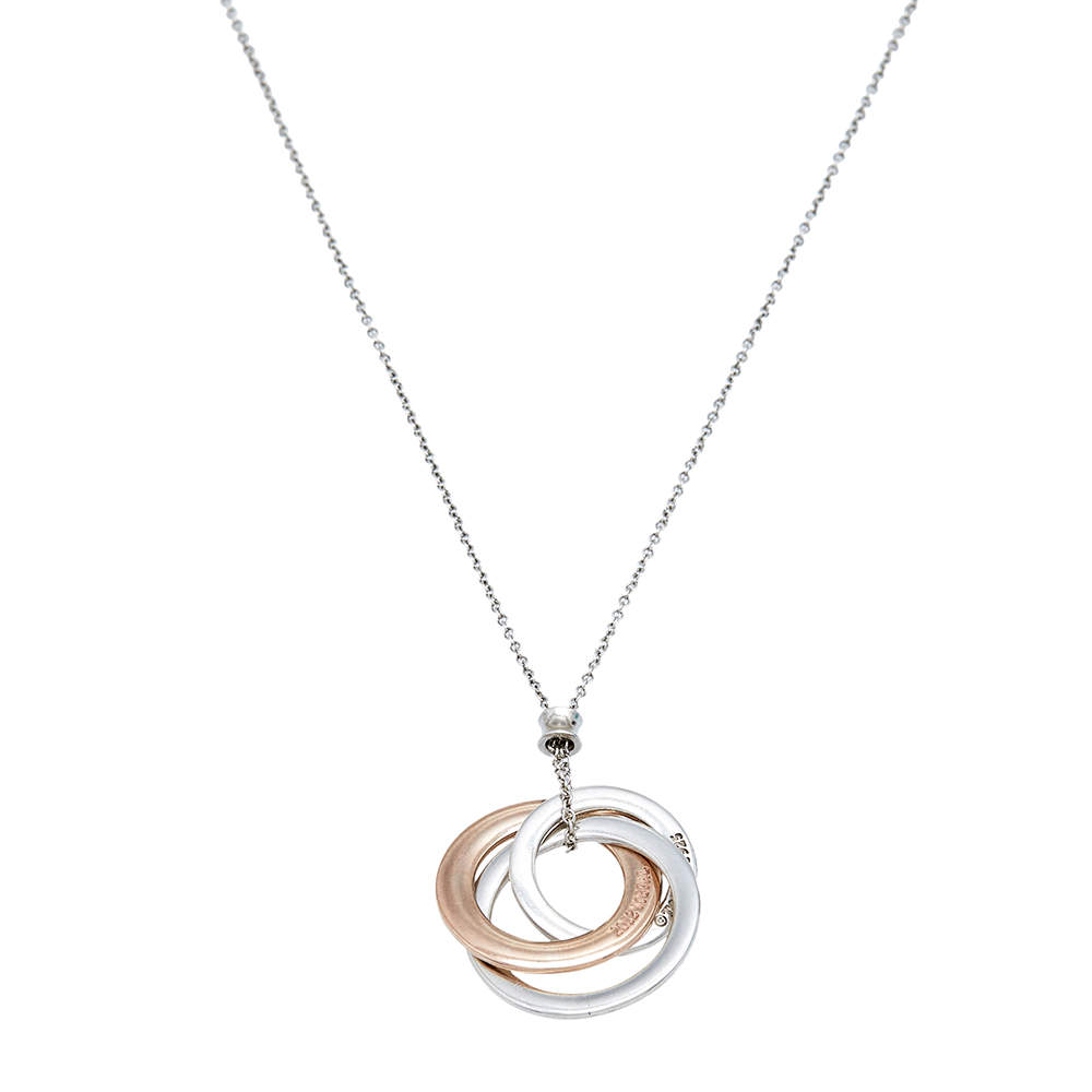 Pre Owned Tiffany & Co. Tiffany 1837 Rubedo and Silver Interlocking Circles Pendant Necklace