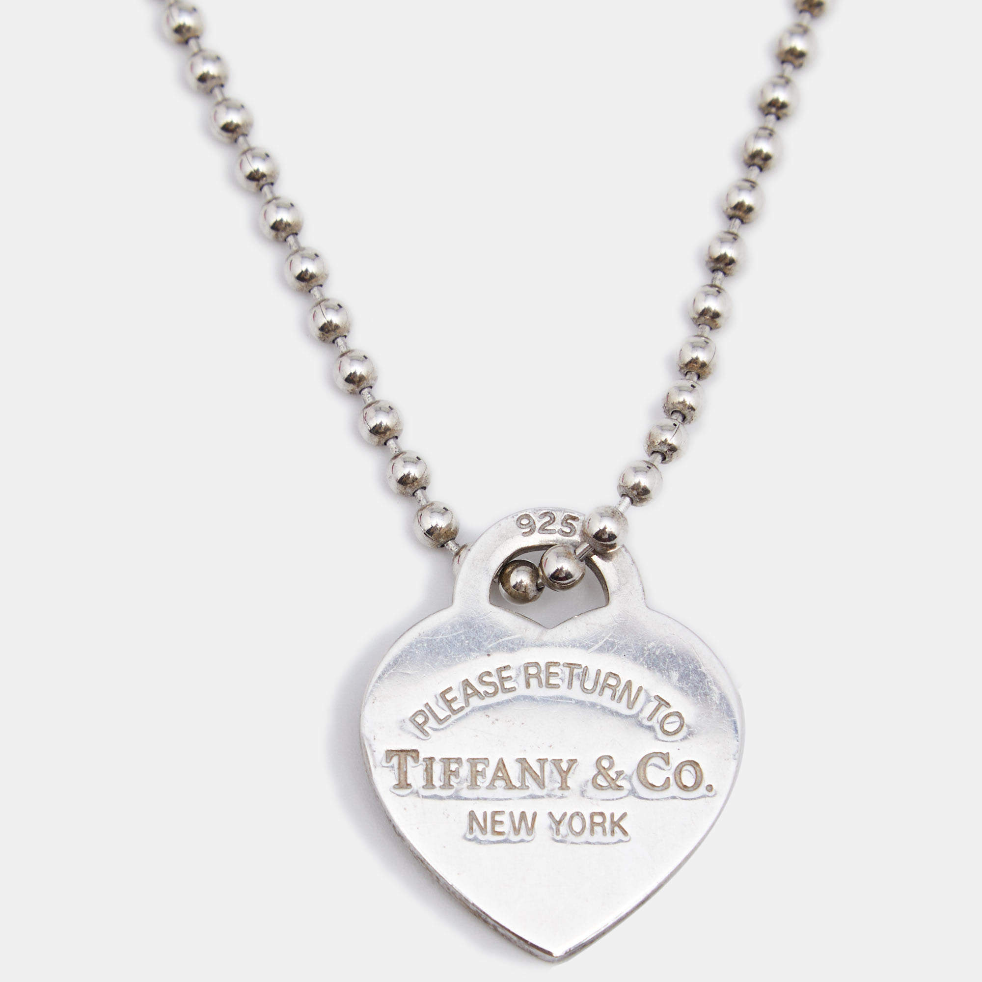 Pre Owned Tiffany & Co. Sterling Silver Return To Tiffany Heart Tag Pendant Necklace