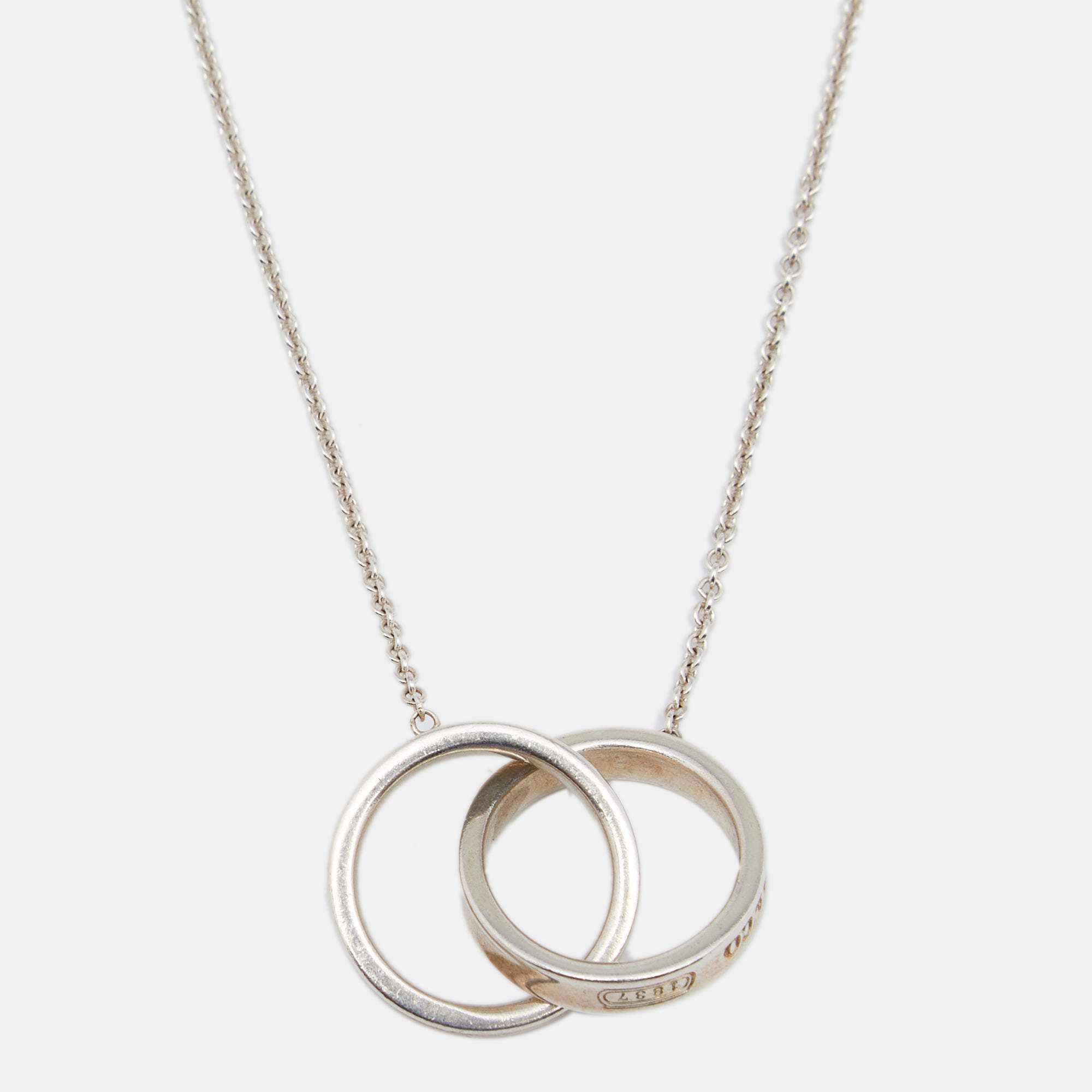 Pre Owned Tiffany & Co. 1837 Interlocking Circles Silver Pendant Necklace