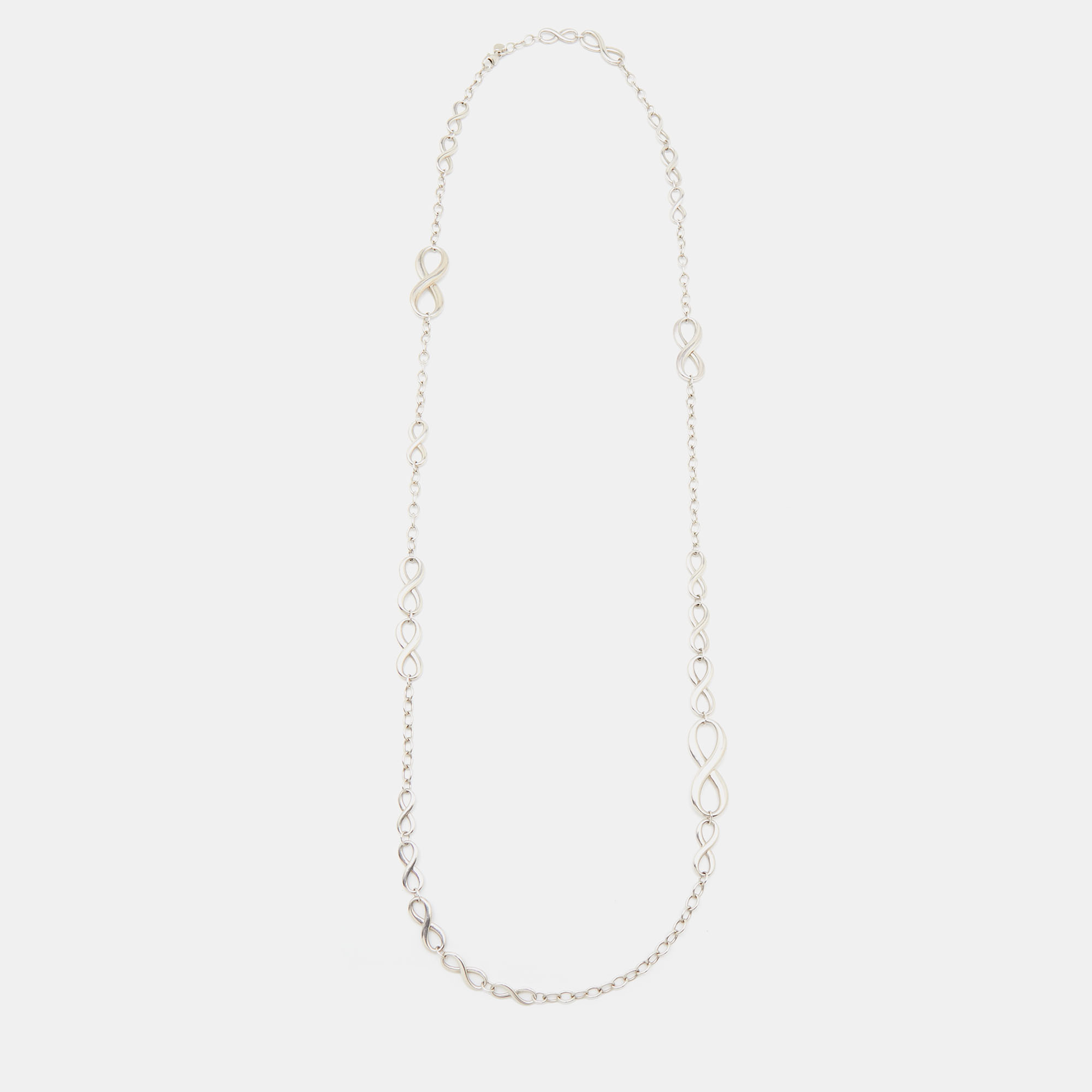 Pre Owned Tiffany & Co. Infinity Silver Chain Link Long Station Necklace